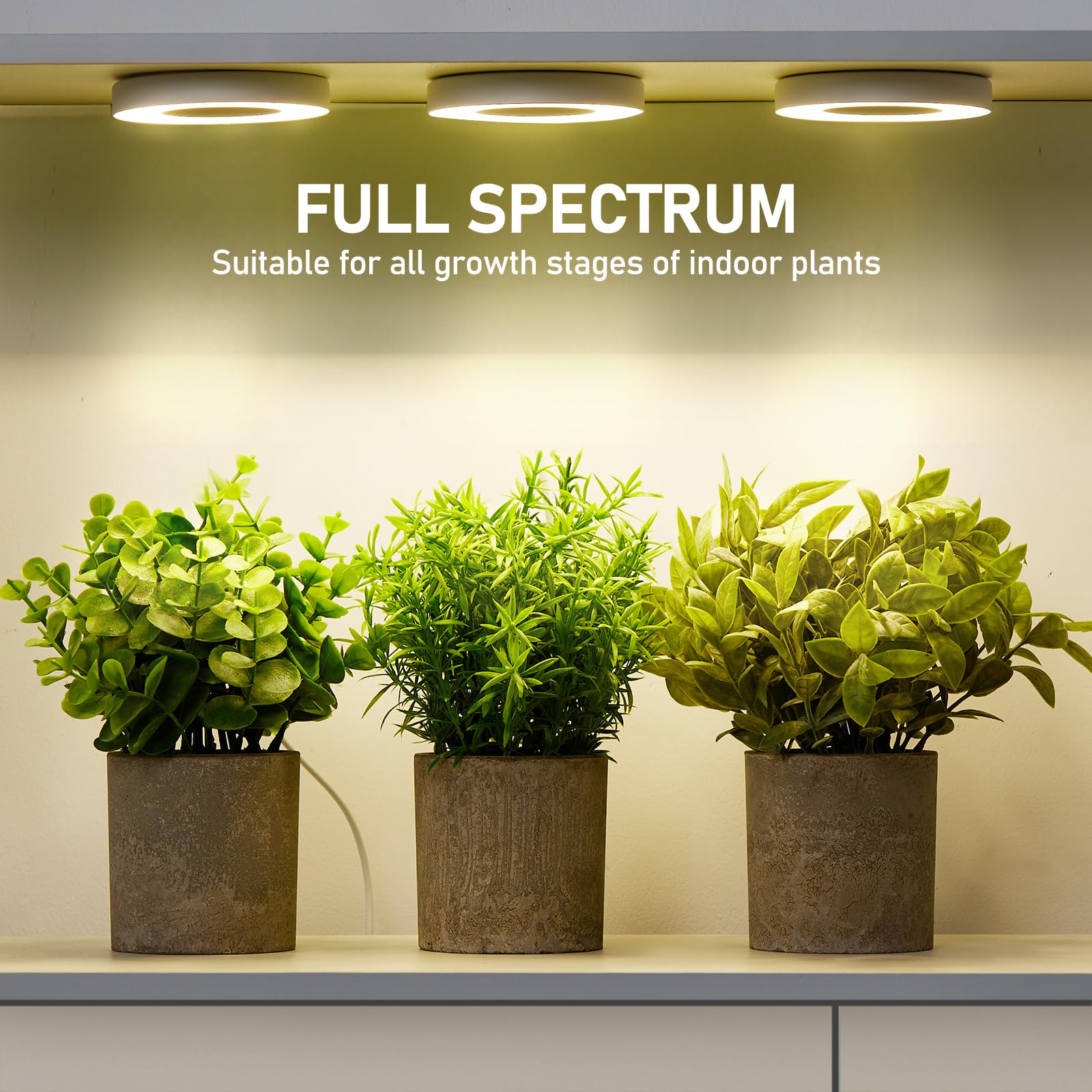 Ceiling Grow Light For Indoor Plants, 144 Leds Full Spectrum Grow Lamp, Small Hanging Plant Lamp With Timer Auto On Off 4 8 12 Hrs, 10 Level Dimmable For Plant Shelf, Ideal For Small Plants