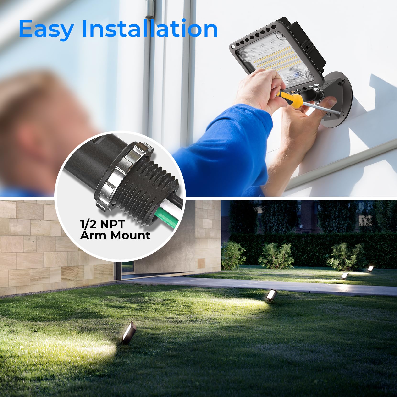 CINOTON 20W LED Flood Lights, 2800LM, IP65 Waterproof, 4 Pack, 5000K Daylight White, Model FL016, Bronze Finish