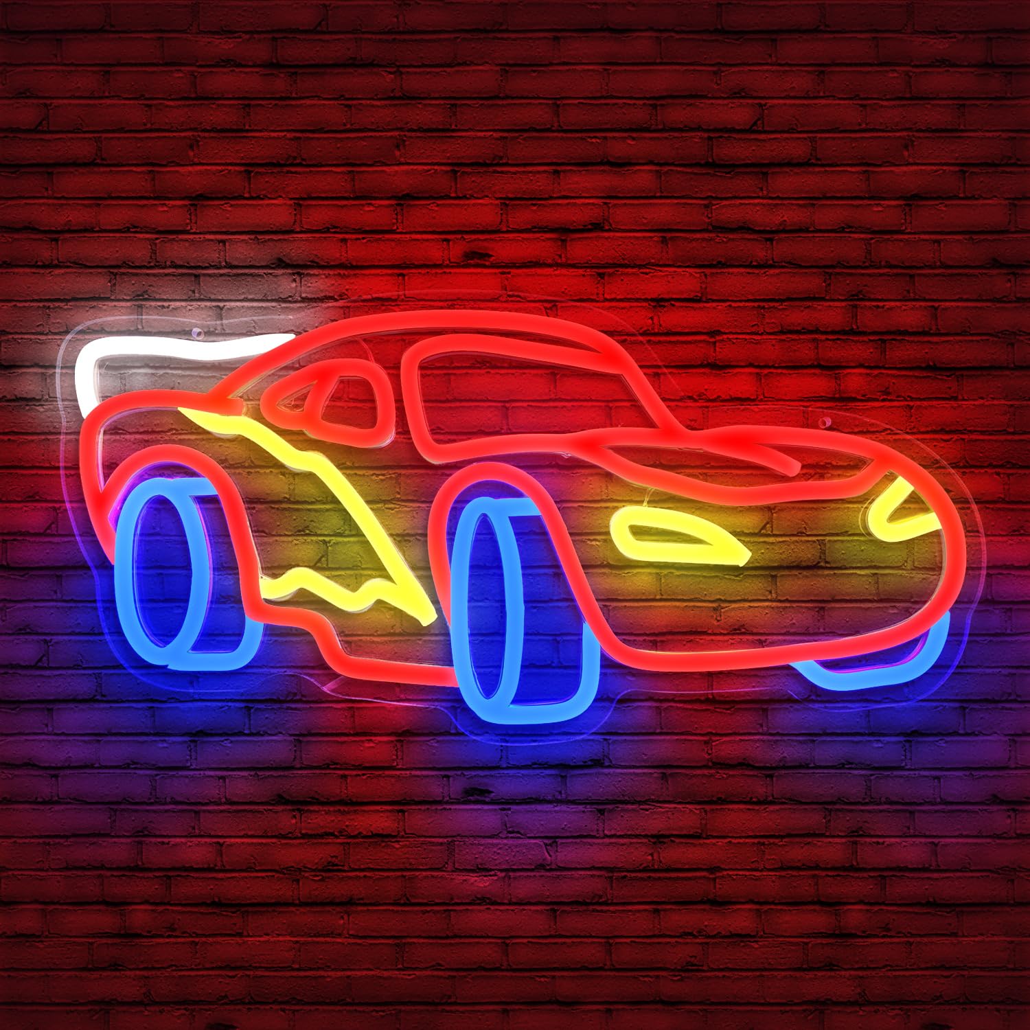 Car Neon Sign for Wall Decor Dimmable Racing Car Neon Sign Led Neon Light Neon Racing Car Sign Car Neon Lights Signs Light Up Si