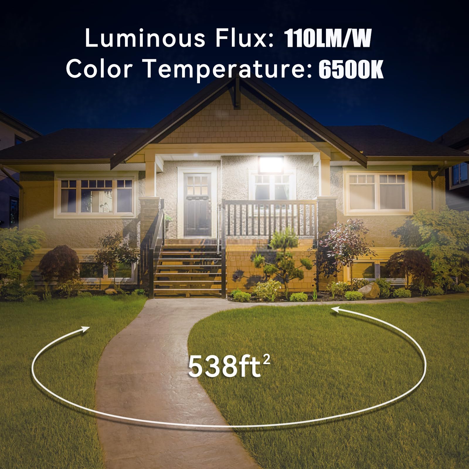 Starfishhome 2 Pack 250W Led Flood Light Outdoor,27000Lm Led Work Light With Us Plug,6000K Daylight White,Ip67 Waterproof Outdoo