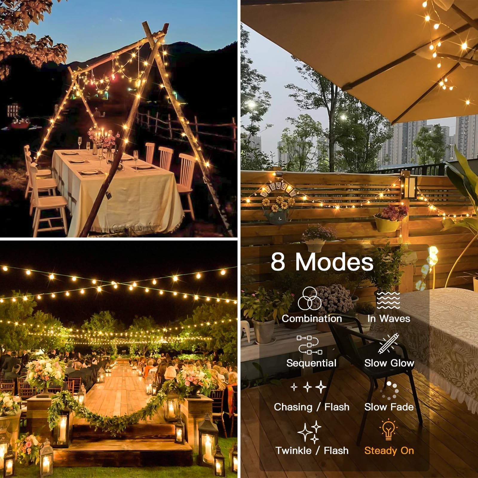 suddus String Lights, 33ft 100 LED Connectable Globe Lights, Warm White, Indoor/Outdoor, Model BE-bd758f98c0