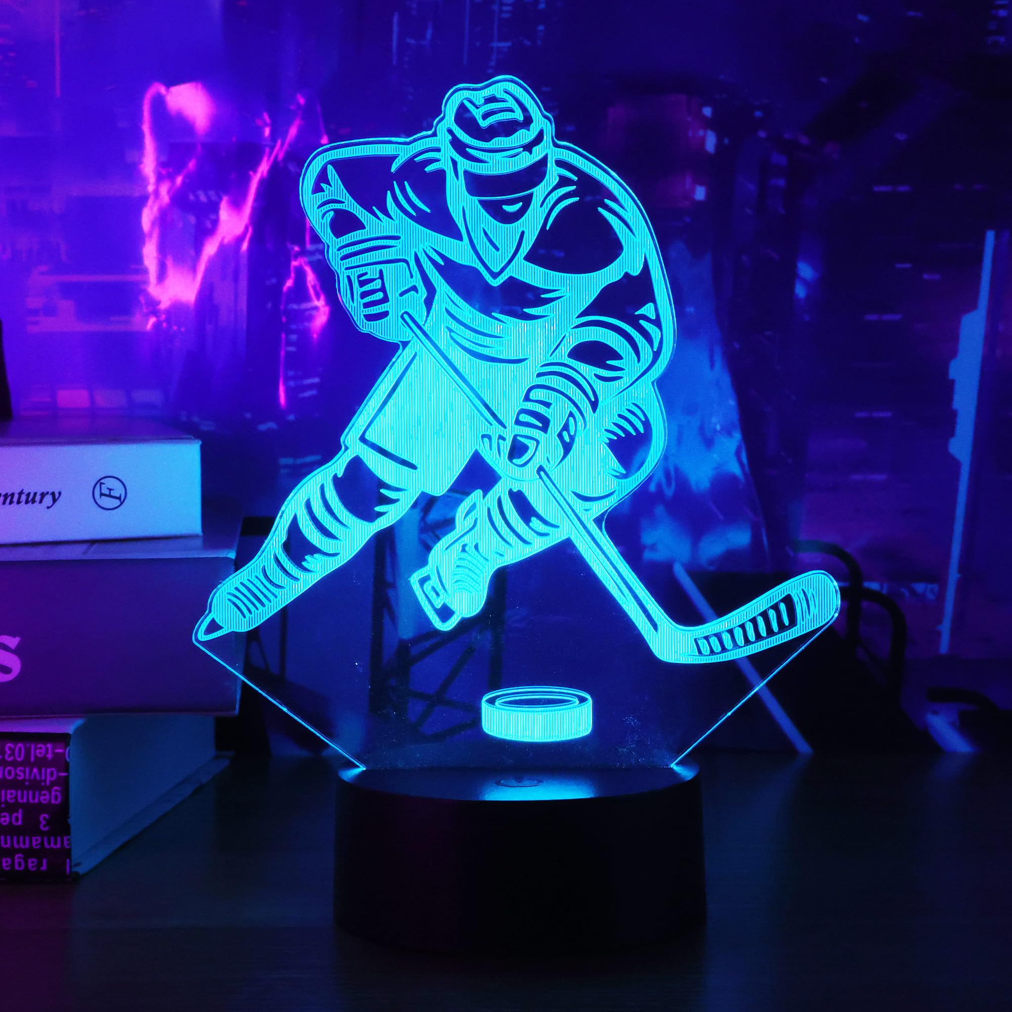 OkiyiD 3D Hockey Night Light, 16 Colors Remote & Touch Control, Acrylic Decor, Model FS-2810-9999