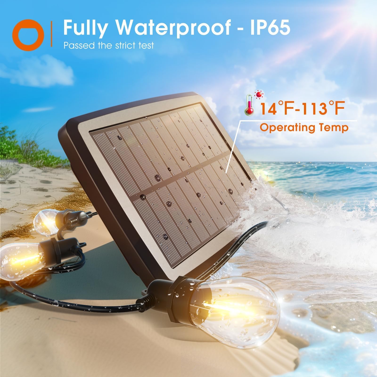 Addlon 33Ft (27+6) Solar String Lights For Outside Outdoor Waterproof With Usb Port & Remote Control Solar Patio Lights Last For