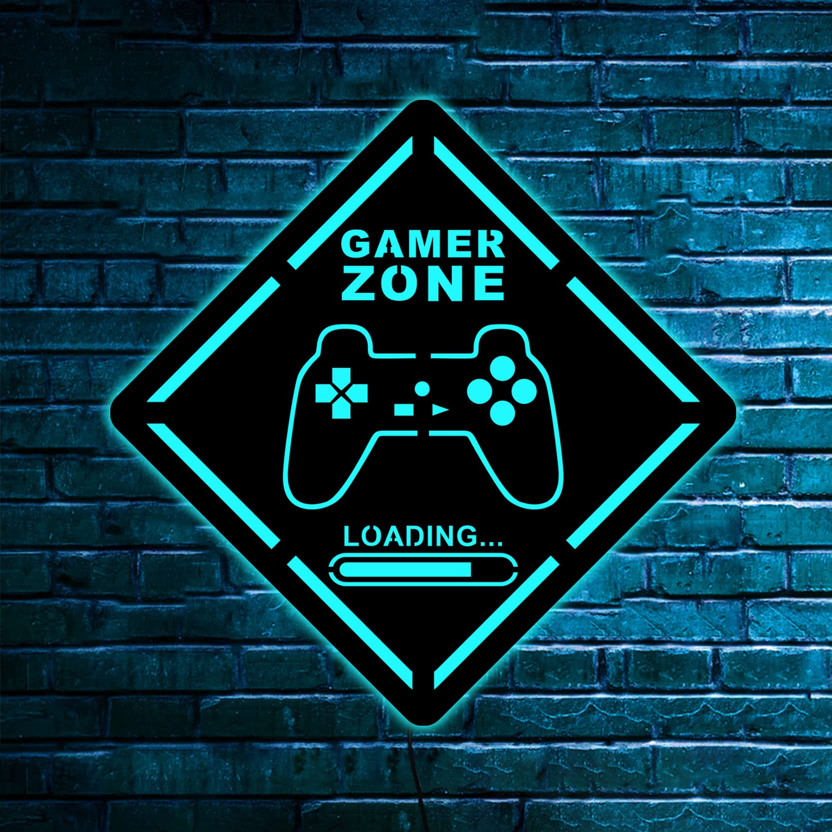 SouLeather Gaming Room Wood Wall Art with LED Lights, 30cm, Colorful, Model WLT0521-30cm-N, Gamer Sign Decoration