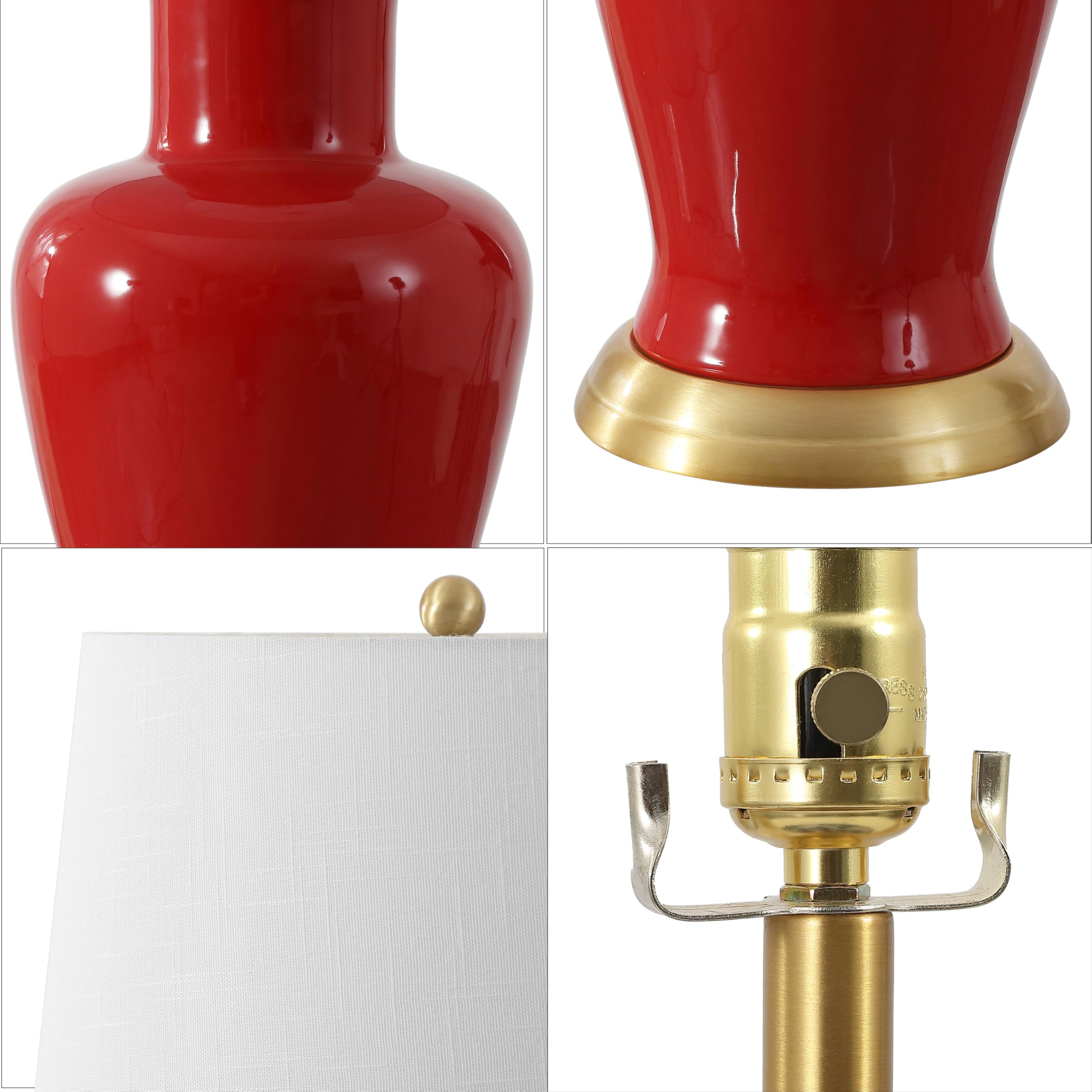 Jonathan Y Jyl4026G Julian 29'' Traditional Classic Ceramic Urn Led Table Lamp, Red For Bedroom, Living Room, Kitchen, Home Offi