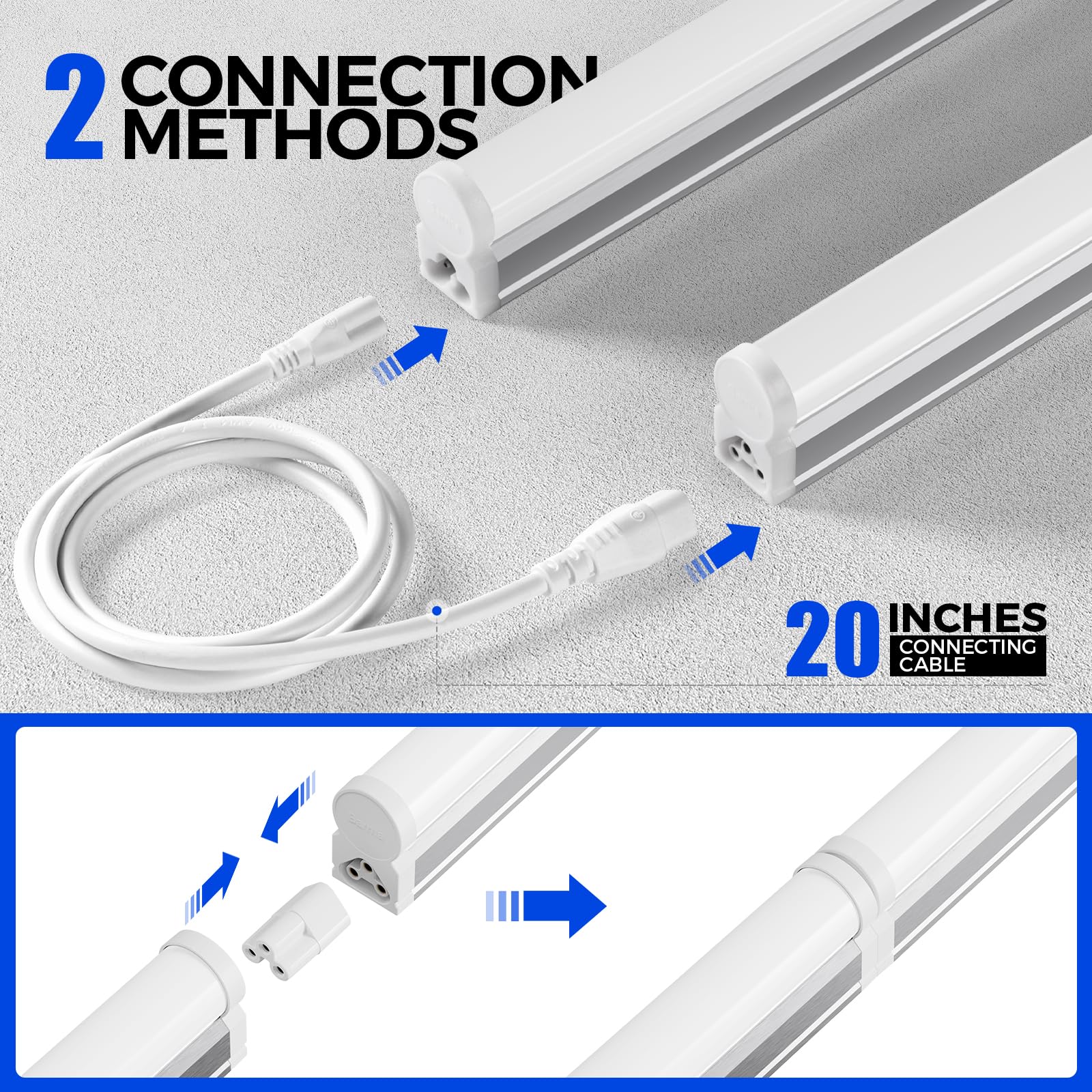 Barrina T5 Led Shop Lights  4Ft  2200Lm  6500K (Super Bright White)  20W  Utility Garage Lighting  Ceiling And Under Cabinet Light  Corded Electric With On/Off Switch  2 Packs