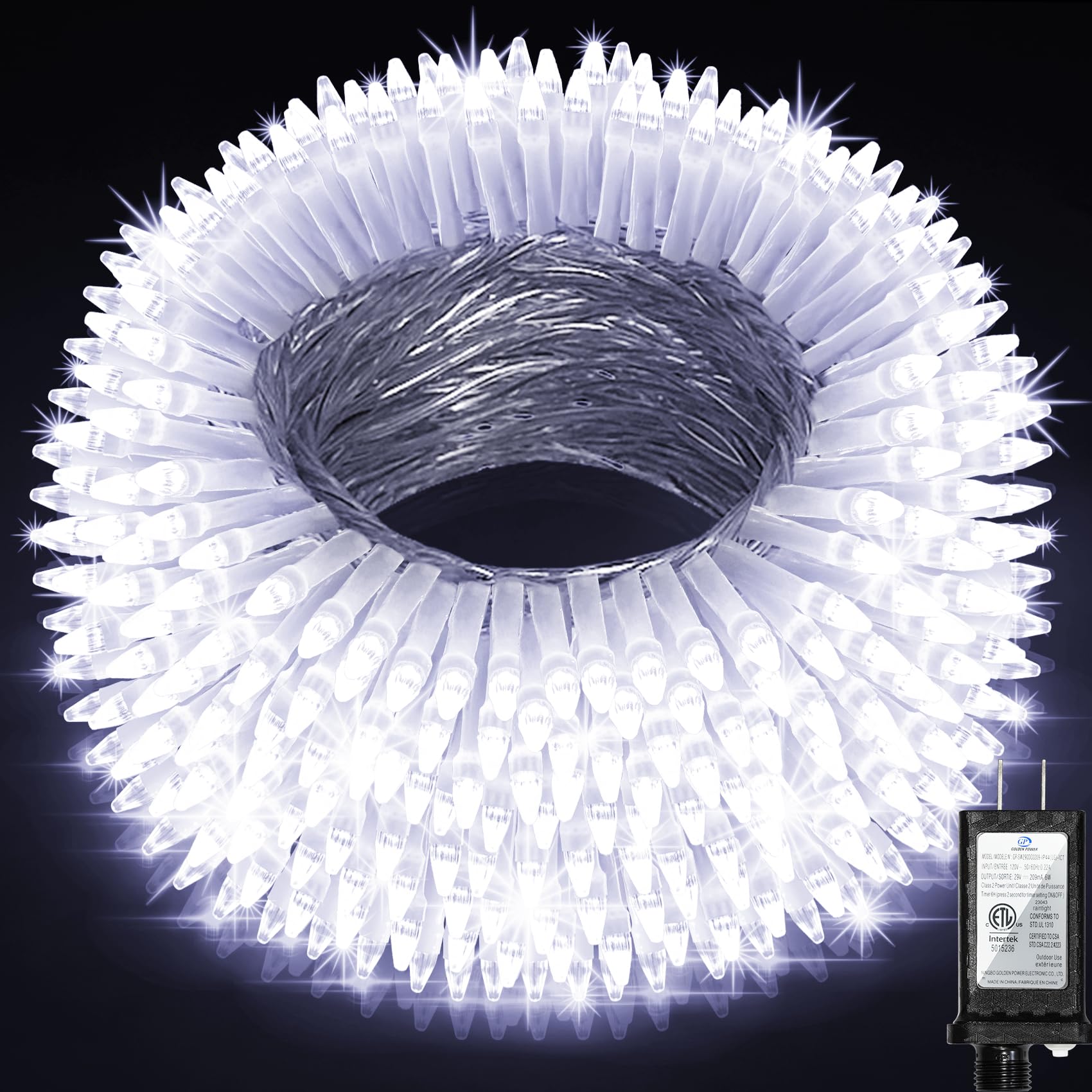 HRANBOTY 100 FT 300 LED String Lights, Cool White, 8 Modes, Connectable, Timer & Memory for Indoor/Outdoor Decor