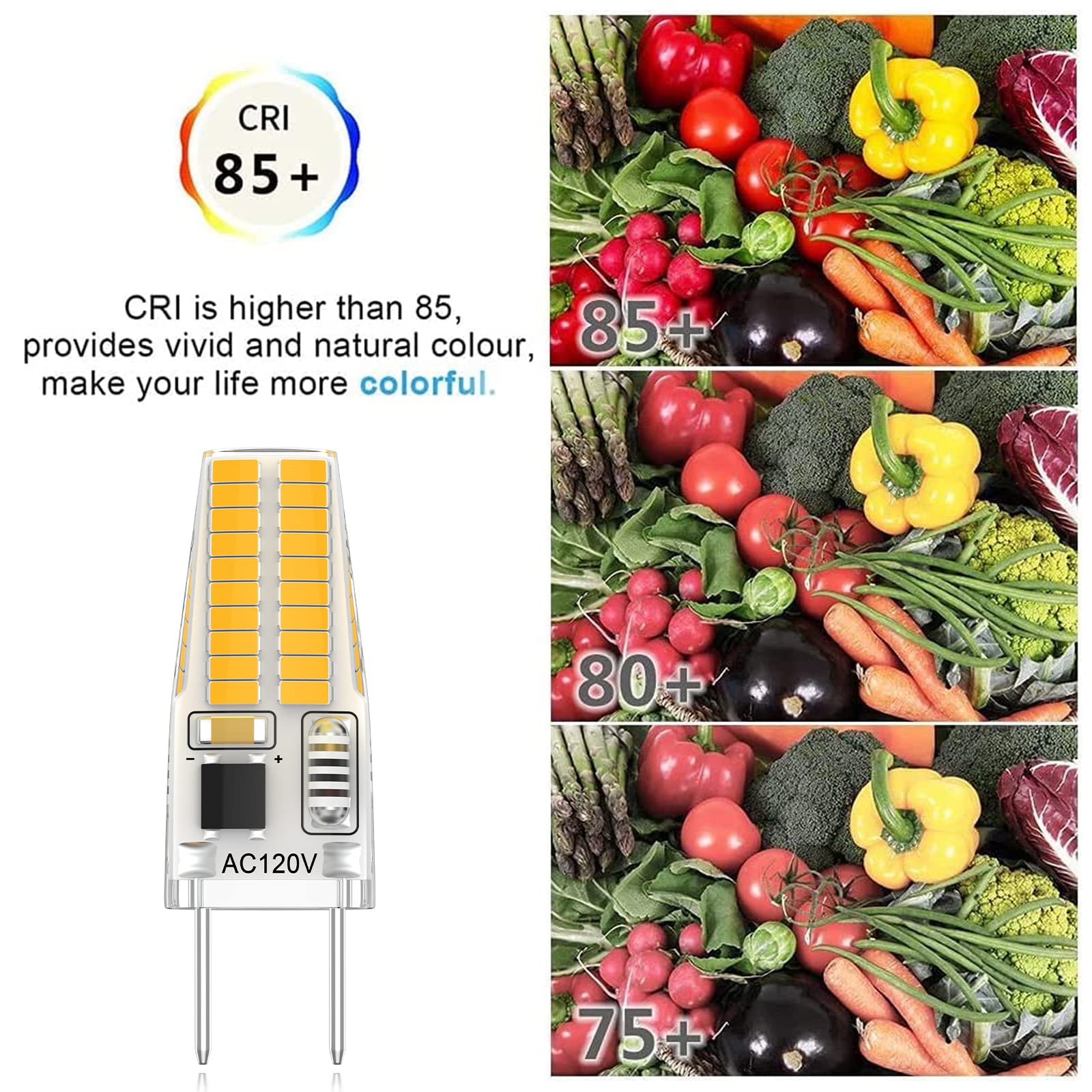 Gaormii G8 Led Bulb Dimmable, 20W-25W Halogen Equivalent, Warm White 3000K, 120V 3W 300Lm, T4 Jcd Type Bi-Pin Base Light Bulbs F