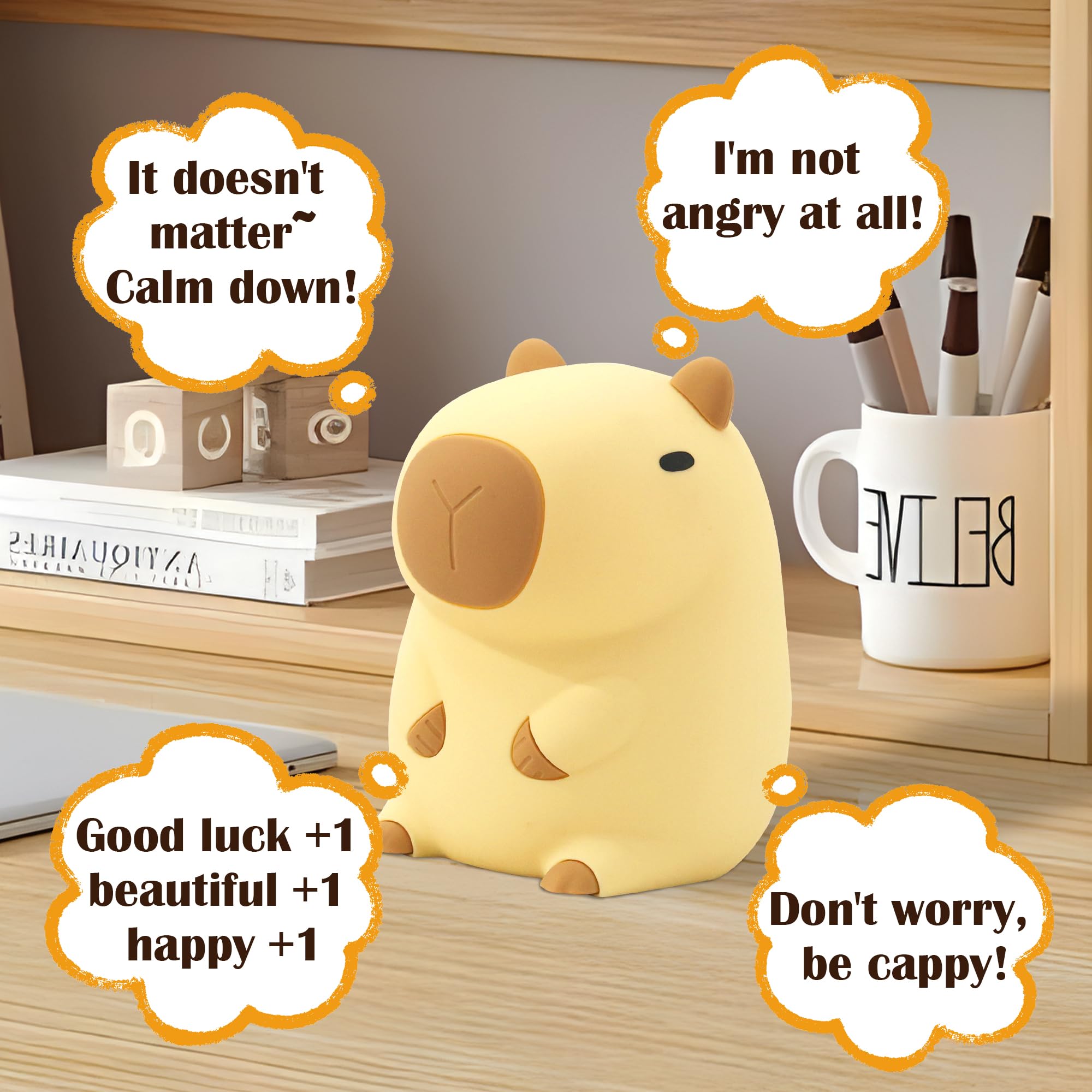 Anywin Capybara Night Light - Silicone, Rechargeable, Timer & Dimmer, Cute Nursery Lamp, Model FS-S019-AW