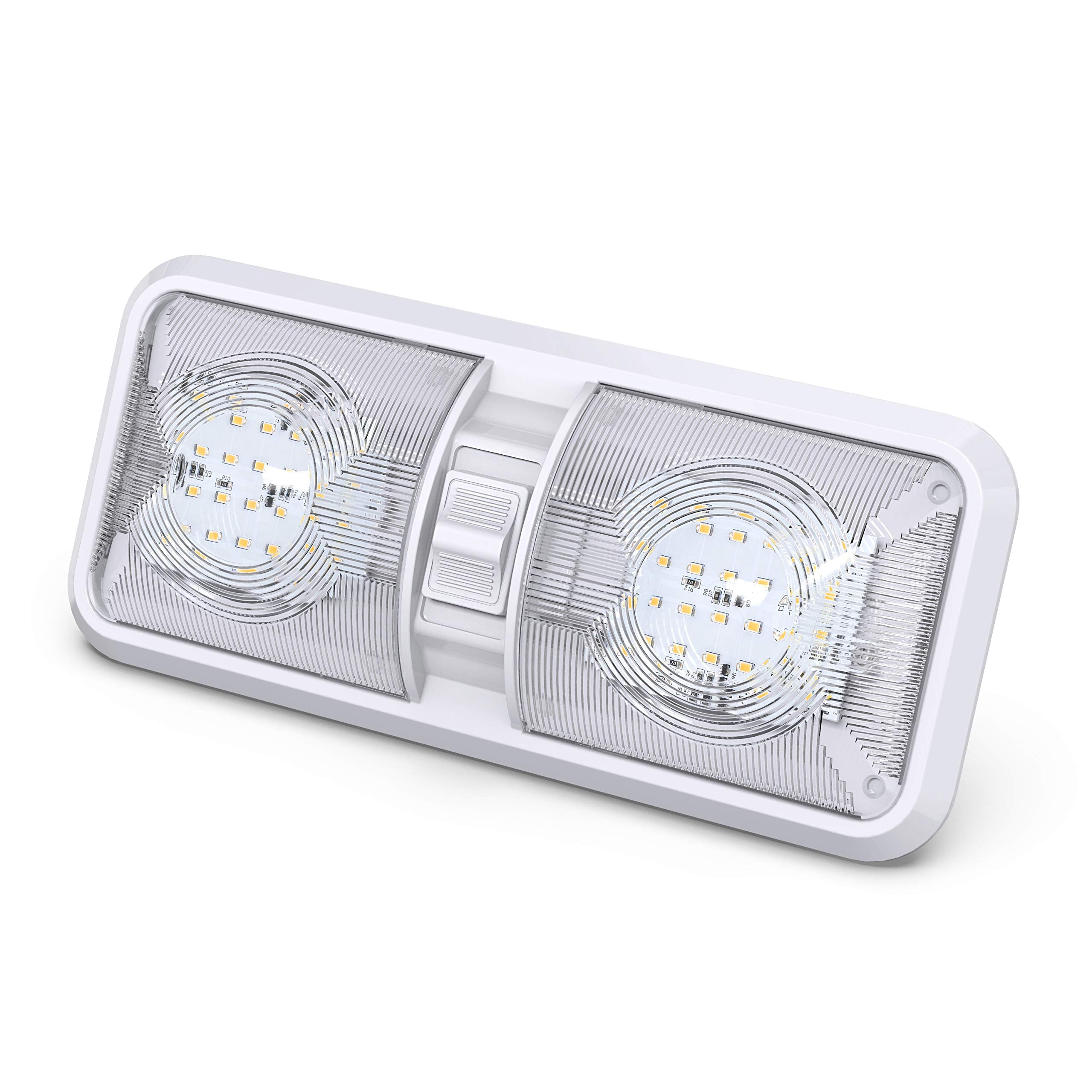 Leisure Led 5 Pack Rv Led Ceiling Double Dome Light Fixture On/Off Switch Interior Lighting For Car/Rv/Trailer/Camper/Boat Dc 11-18V Natural White 4000-4500K 48X2835Smd (Natural White 4000-4500K, 5)