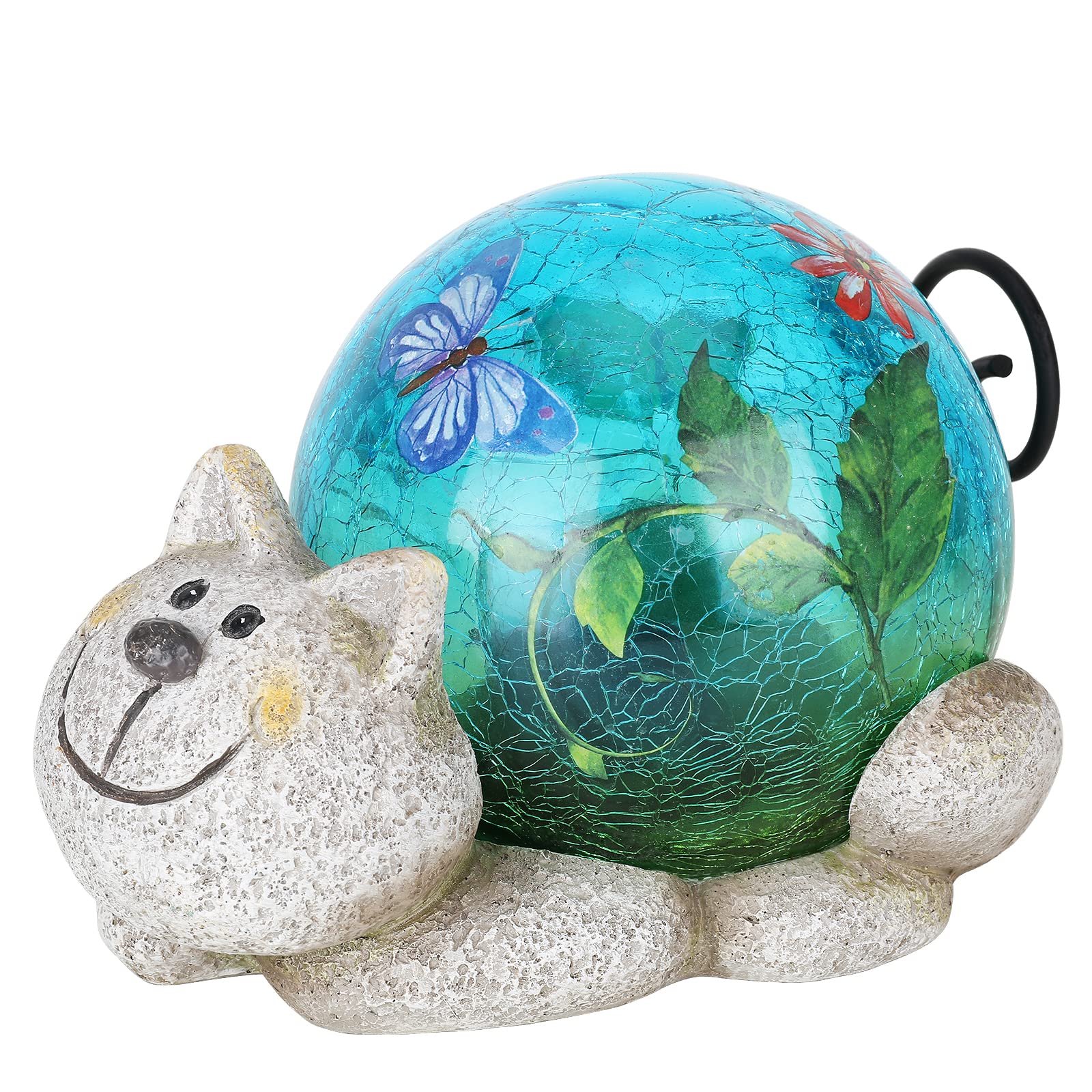 Afirst Garden Cat Statue - Resin Outdoor Figurine with Solar Lights for Patio, Lawn, Yard Art - Cat Color