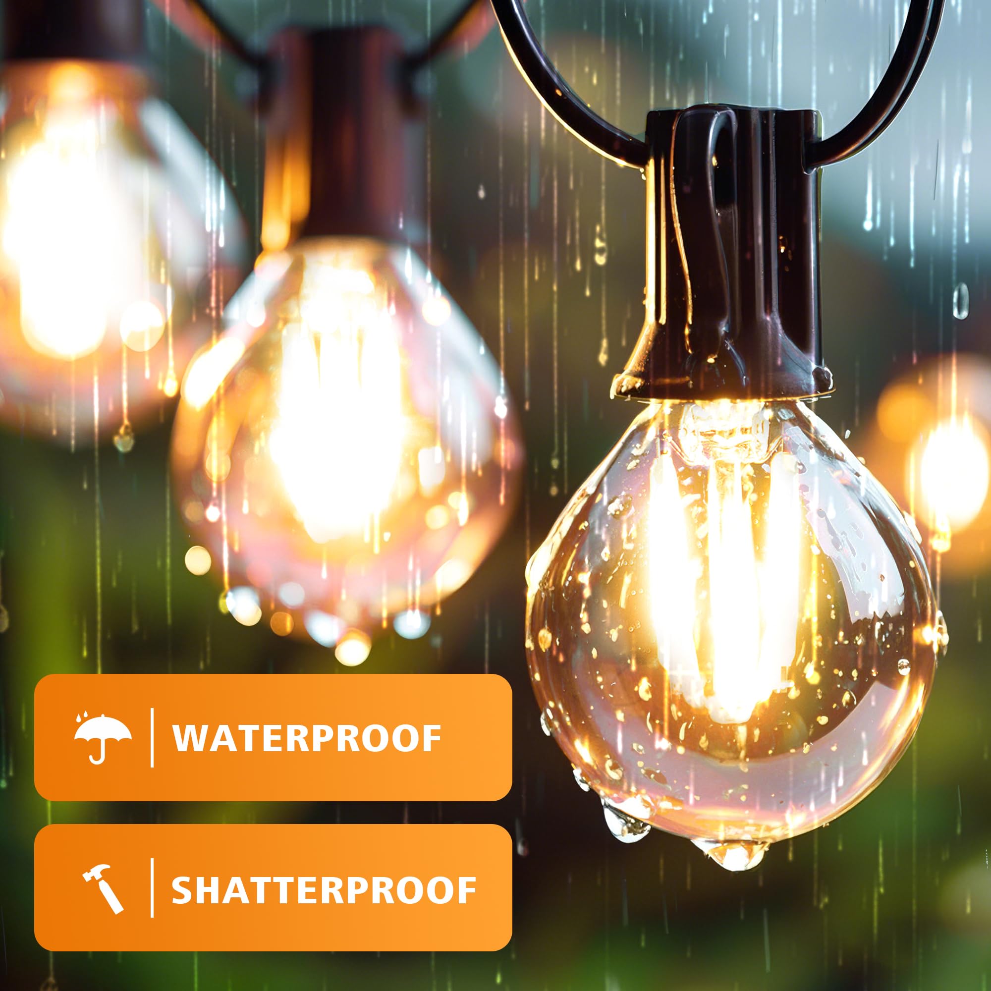 25Pack G40 Amber Glass Led Replacement Bulbs, 1.5W Equivalent 15W E12 Screw Base Shatterproof Globe Light Bulb For Indoor & Outd