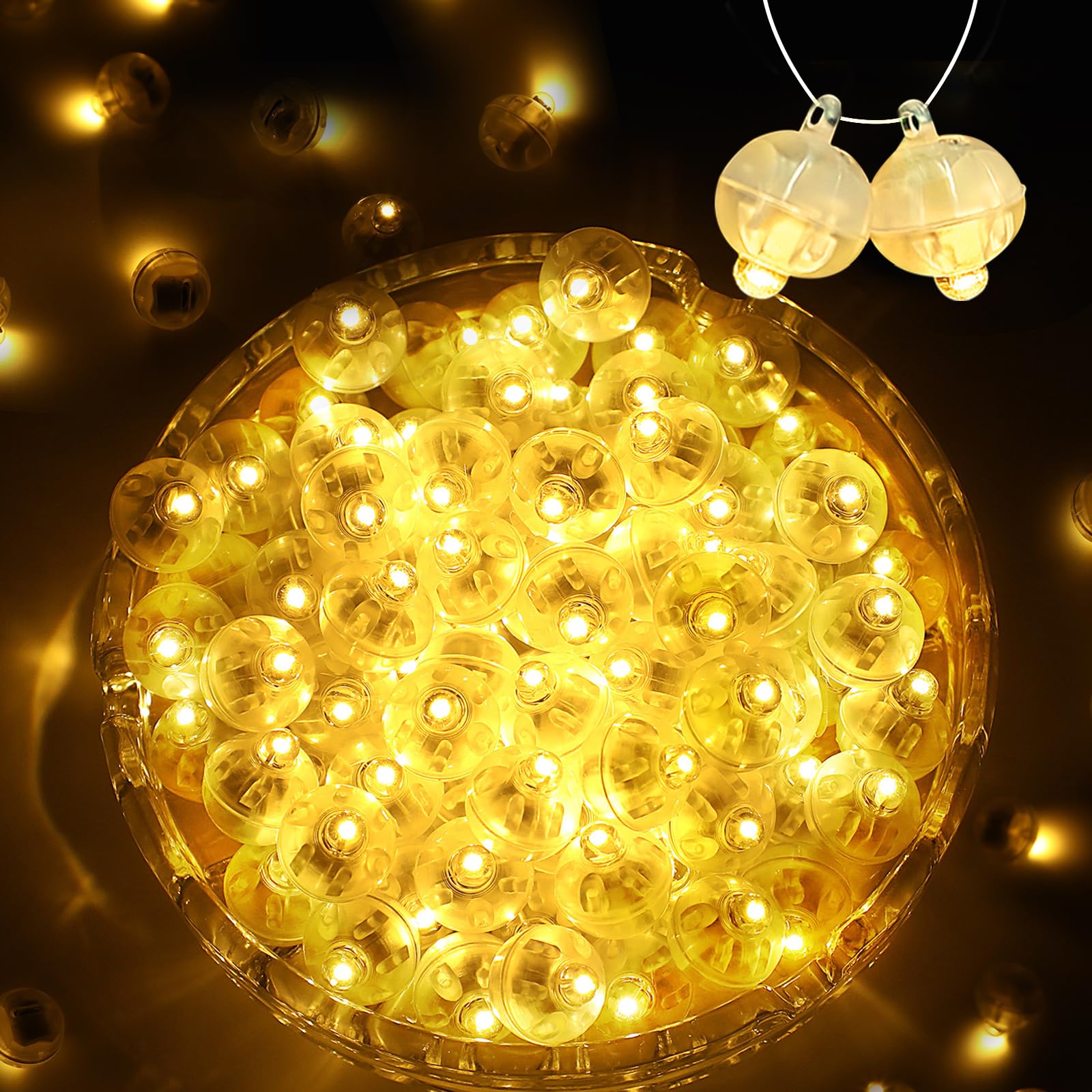 ZGWJ Mini LED Lights, 100 Pcs Plastic Balloons Light for Party Decorations, Warm White, Model A01-Mini