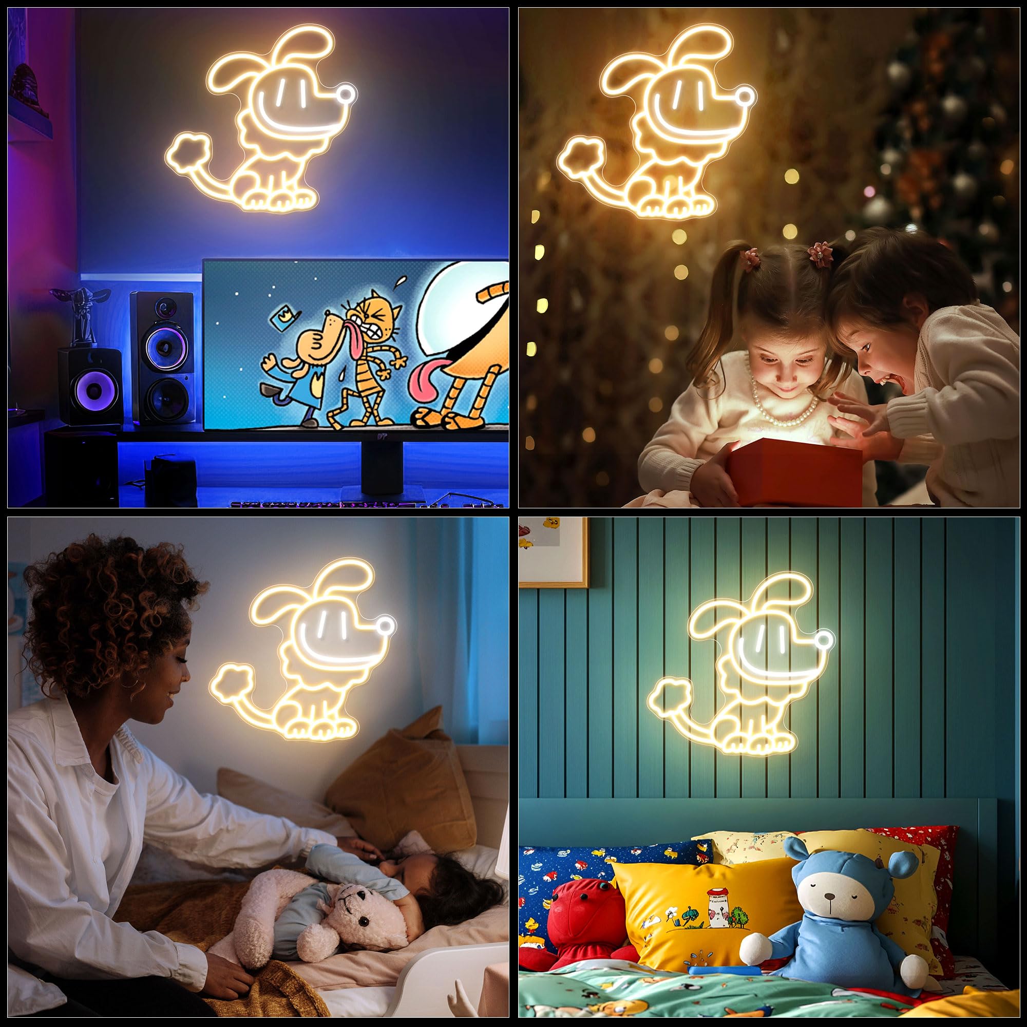 Officially Licensed Dog Man Zuzu Led Neon Sign - Vibrant Kids Bedroom & Game Room Wall Decor  Safe Movie-Themed Gift For Fans Christmas/Birthday (14X13.75 Inches)