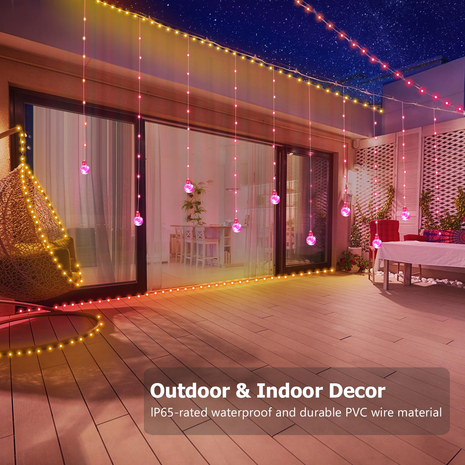 KepStars RGB LED Curtain Lights, 10ft x 3.3ft, Multicolor, Smart APP & IR Remote, 200+ Modes, Model CL-MG-BALL-V01