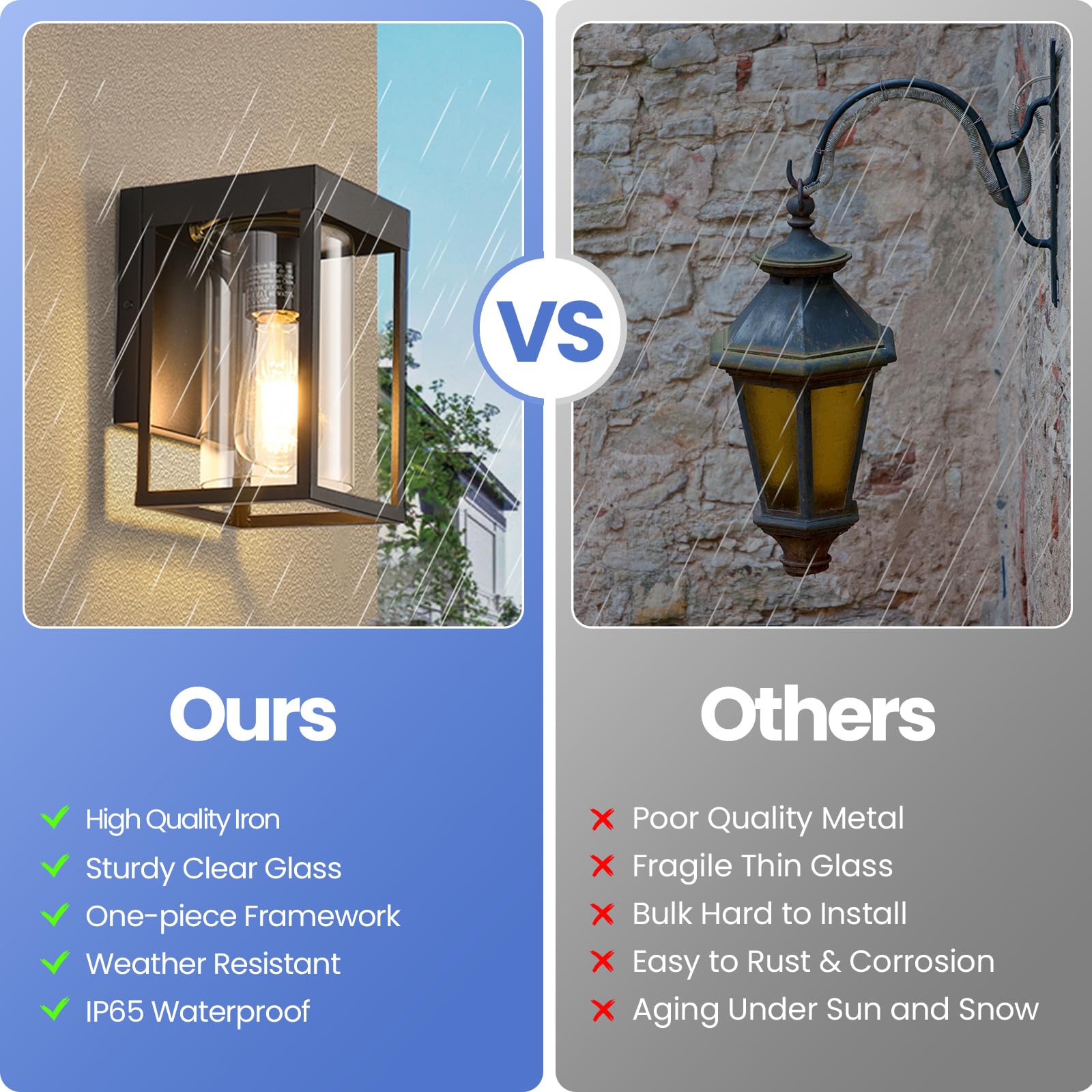 Outdoor Wall Lantern, Dusk To Dawn Outdoor Wall Sconce, 2-Pack Exterior Wall Light, Black Front Porch Light With Clear Glass, Sm