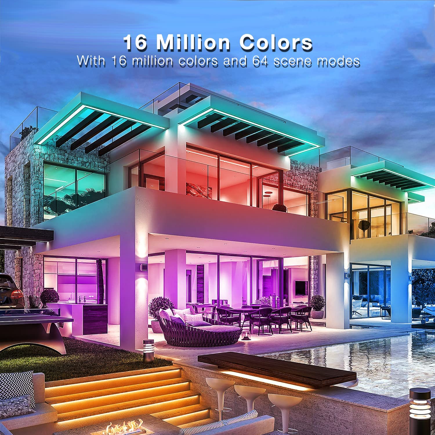 Daybetter Outdoor Led Strip Lights Waterproof, Smart Led Light Strips With Remote And App Control, 5050 Rgb Color Changing Led L