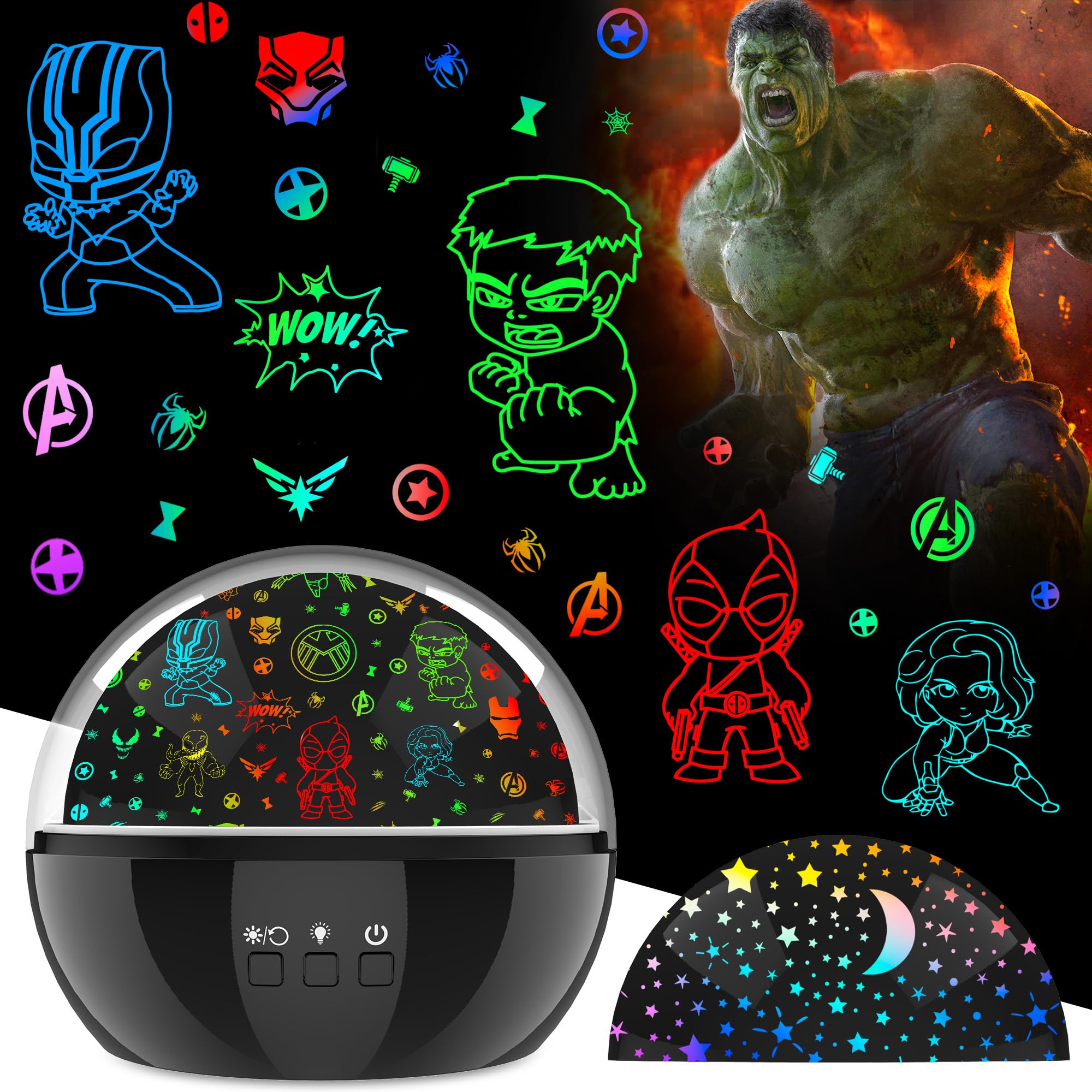 Hulk Night Light for Boys Baby Superhero Toy Kids Star Projector for Baby Room Decor 360 Degree Rotation Christmas Birthday Gift