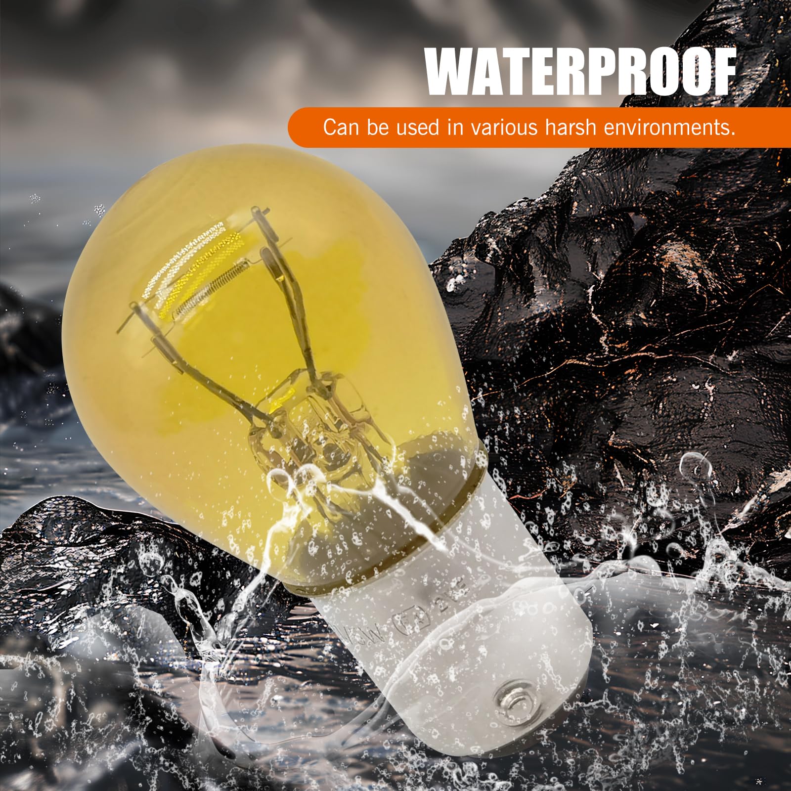 Flygun 1157 P21/5W S25 BAY15D Bulb, Double Tail Brake Lamp, 10 PCS, Yellow, Model FUNSCD2020YE-10PCS