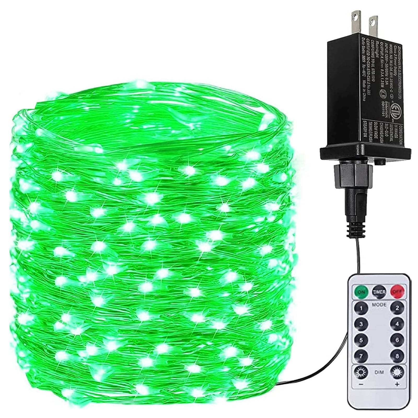 BHCLIGHT 66Ft 200 LED Fairy Lights, Waterproof, Remote, 8 Modes, Green, Model MLS-D4.5V1.35WUC-O