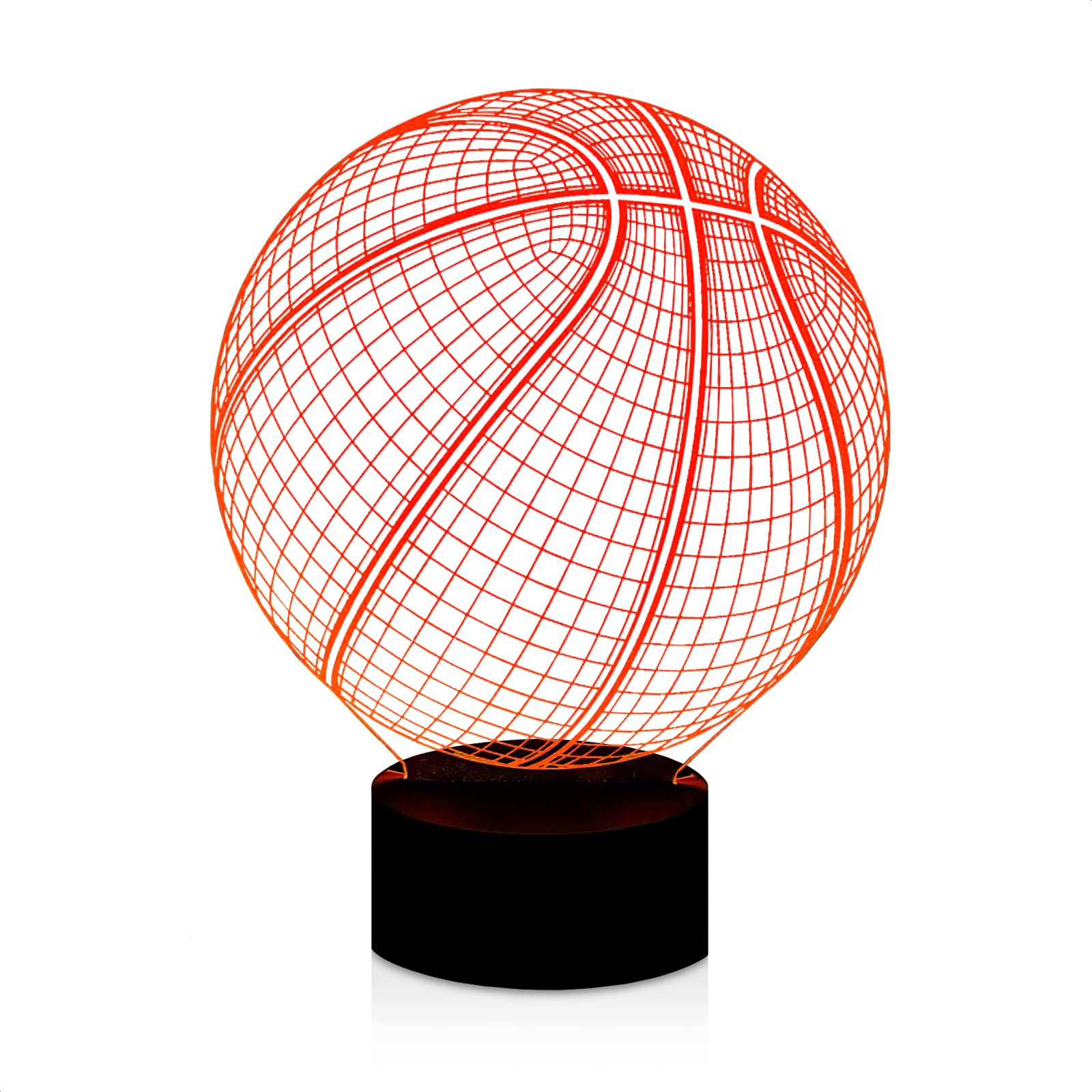 The Little Green Change 3D Basketball Lamp - 7 Color LED Light, Black, Model sww385, Basketball Room Decor for Boys