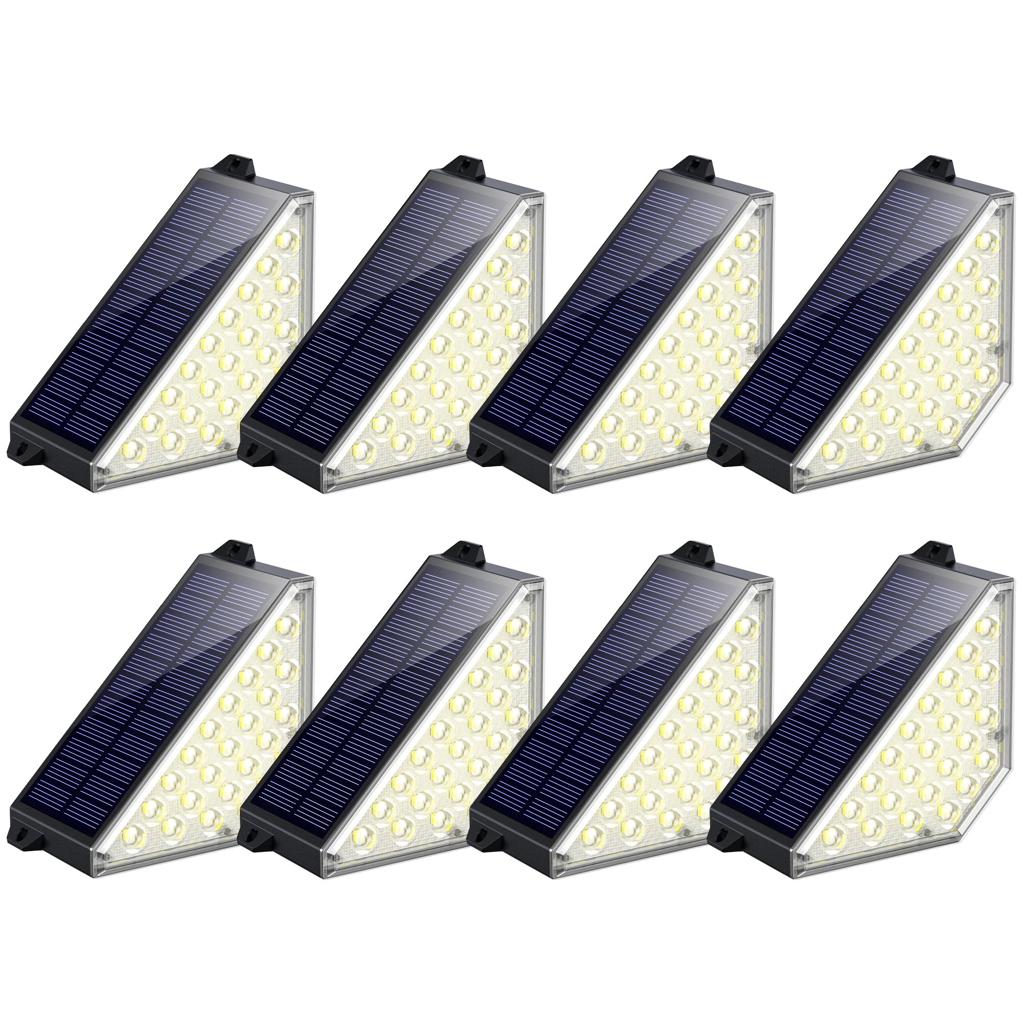 TECKNET Solar Step Lights for Outside, 2 Adjustable Brightness, 2 Mounting Methods, 24 LEDs Solar Stair Lights Outdoor, IP67 Wat
