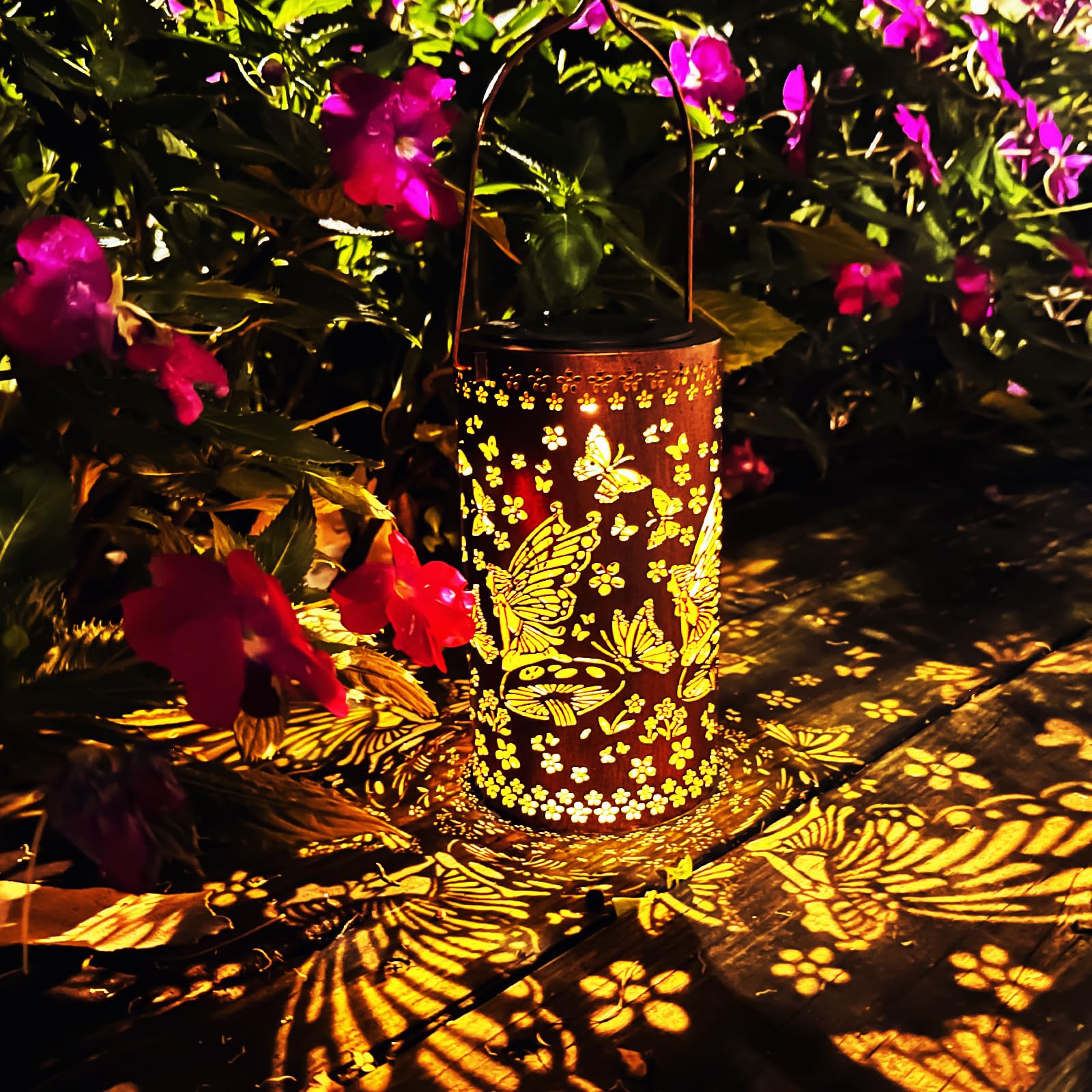 Solar Lanterns Outdoor Hanging Lantern Lights,Fairy Metal Decor Lanterns-Waterproof Led Decorative Light For Garden Patio Yard L