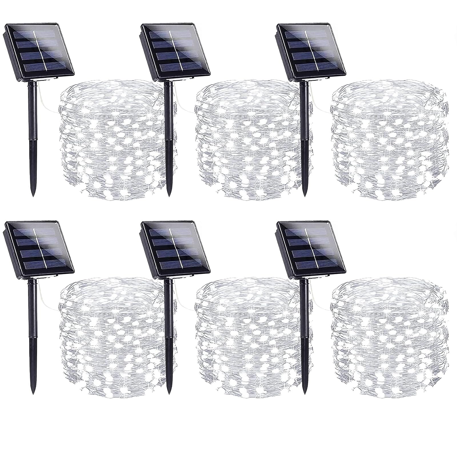6 Pack Solar String Lights Outdoor, Extra-Long 600LED Fairy Lights Outdoor Waterproof, Solar Twinkle Light Copper Wire 8 Modes F