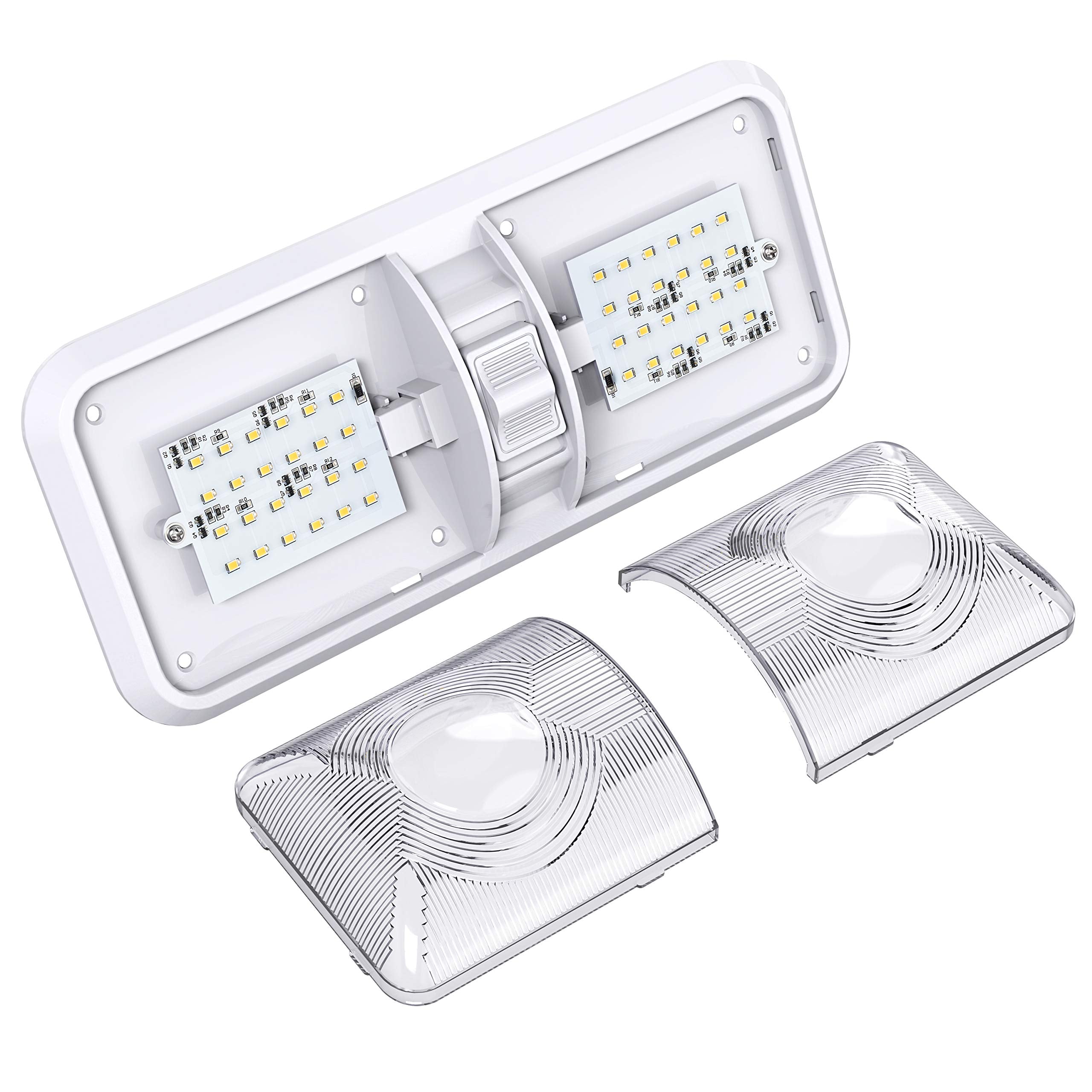 Leisure Led 2 Pack Rv Led Ceiling Double Dome Light Fixture With On/Off Switch Interior Lighting For Car/Rv/Trailer/Camper/Boat