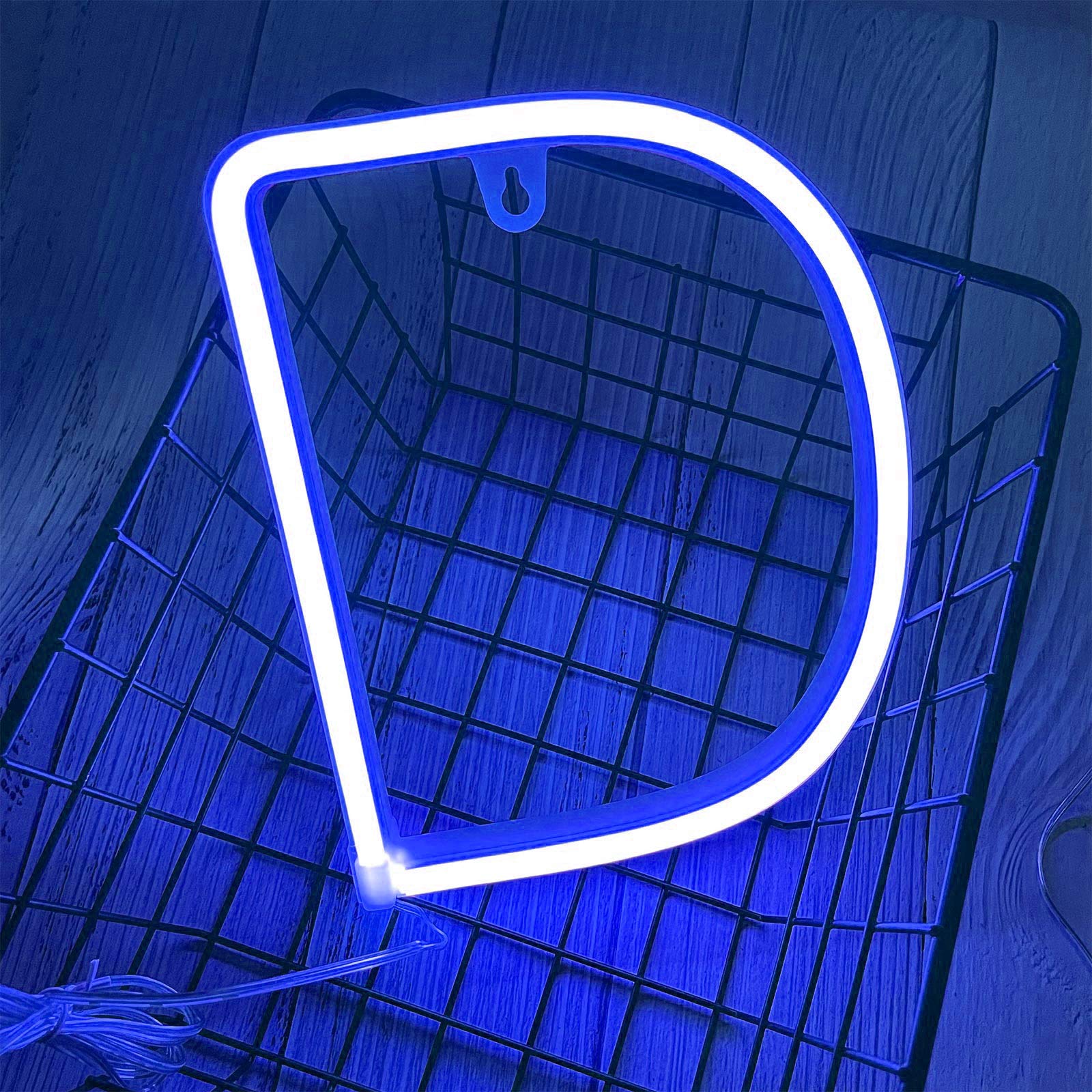 ENUOLI LED Blue Neon Letter Sign, Model nNH.D-B, Plastic, Battery/USB Operated, Decorative Lights for Children Room, Wedding, Party