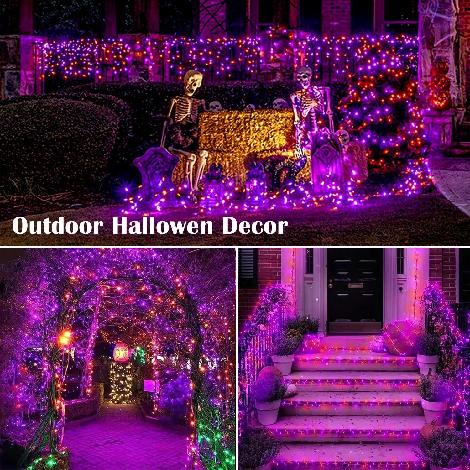 ZHOUDUIDUI Halloween String Lights, 800LED 330FT, Waterproof, 8 Modes, Purple and Orange, Indoor/Outdoor, Model JT-EL/FC300V0200