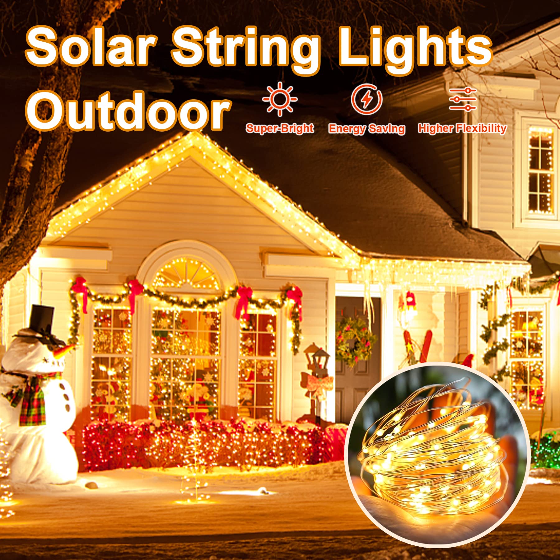 Lightop Solar String Lights Outside Fairy Lights Outdoor Waterproof Copper Wire 2 Pack 33Ft 100Led For Garden Decoration Wedding Party Terrace Yard Tree Patio Easter Christmas (Warm White)