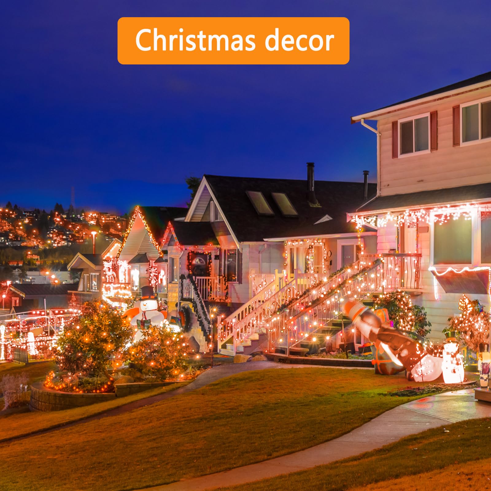 Kwaiffeo Halloween Lights, 100Ft 300Led Orange String Lights Outdoor Indoor, 8 Modes Connectable Orange Lights For Christmas Hal