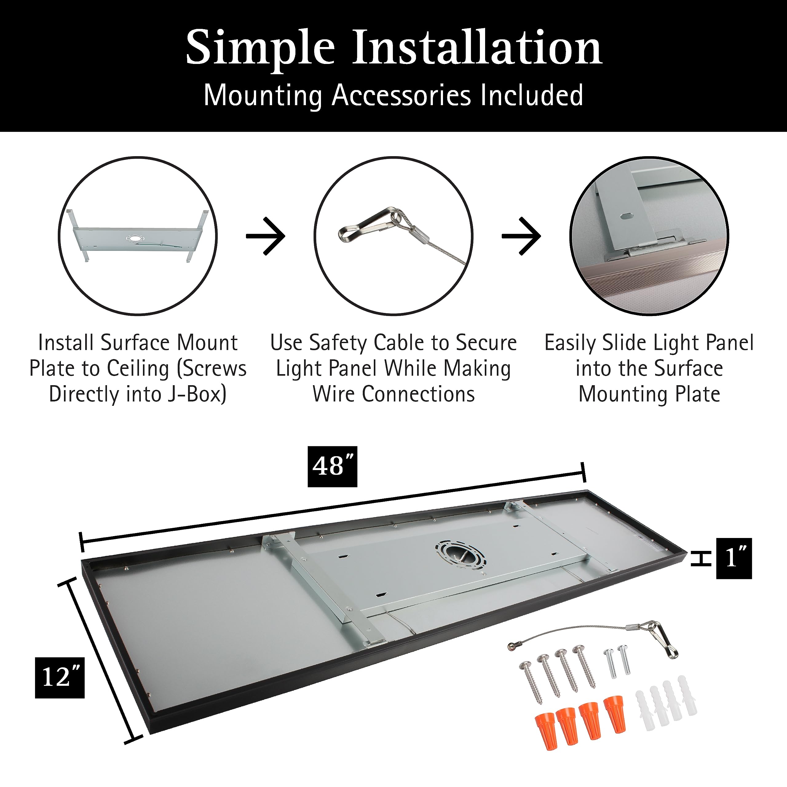 Ultralux 1X4 Ft Surface Mount Ceiling Light Panel - Slim, Edge Lit, Flush Mount Flat Panel For Kitchen, Home & Office - Triac Di
