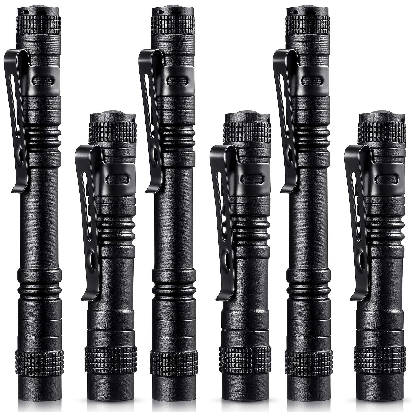 Honoson 6 Pieces Mini LED Pen Flashlight Bulk Small Pocket Flashlight 3.5 Inch, 5.24 Inch Aluminum Handheld Penlight with Clip f