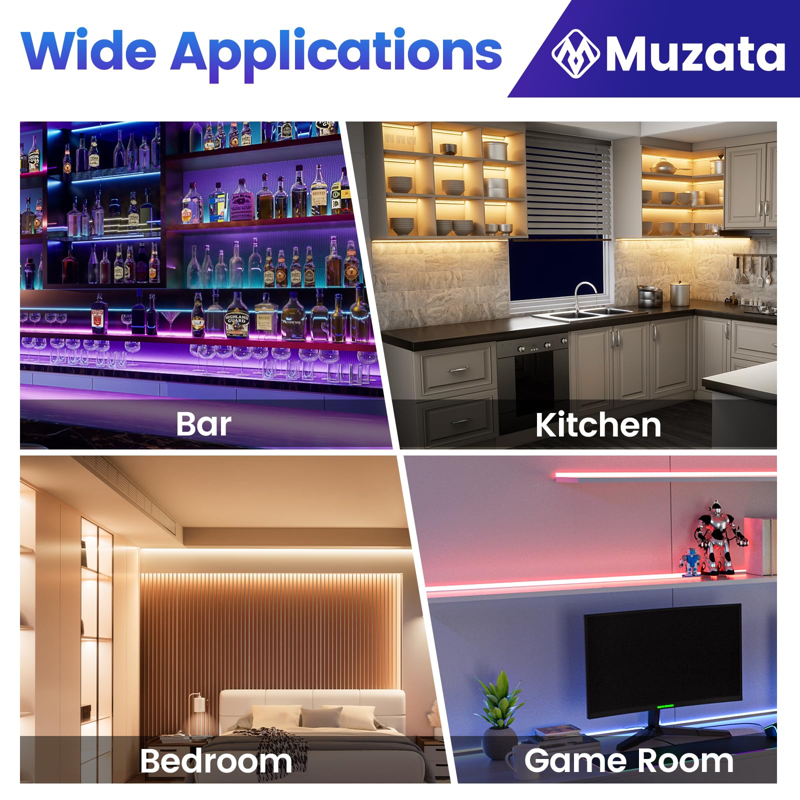 Muzata LED Diffuser Channel, 10Pack 6.6FT/2M, Aluminum, V101, White Cover