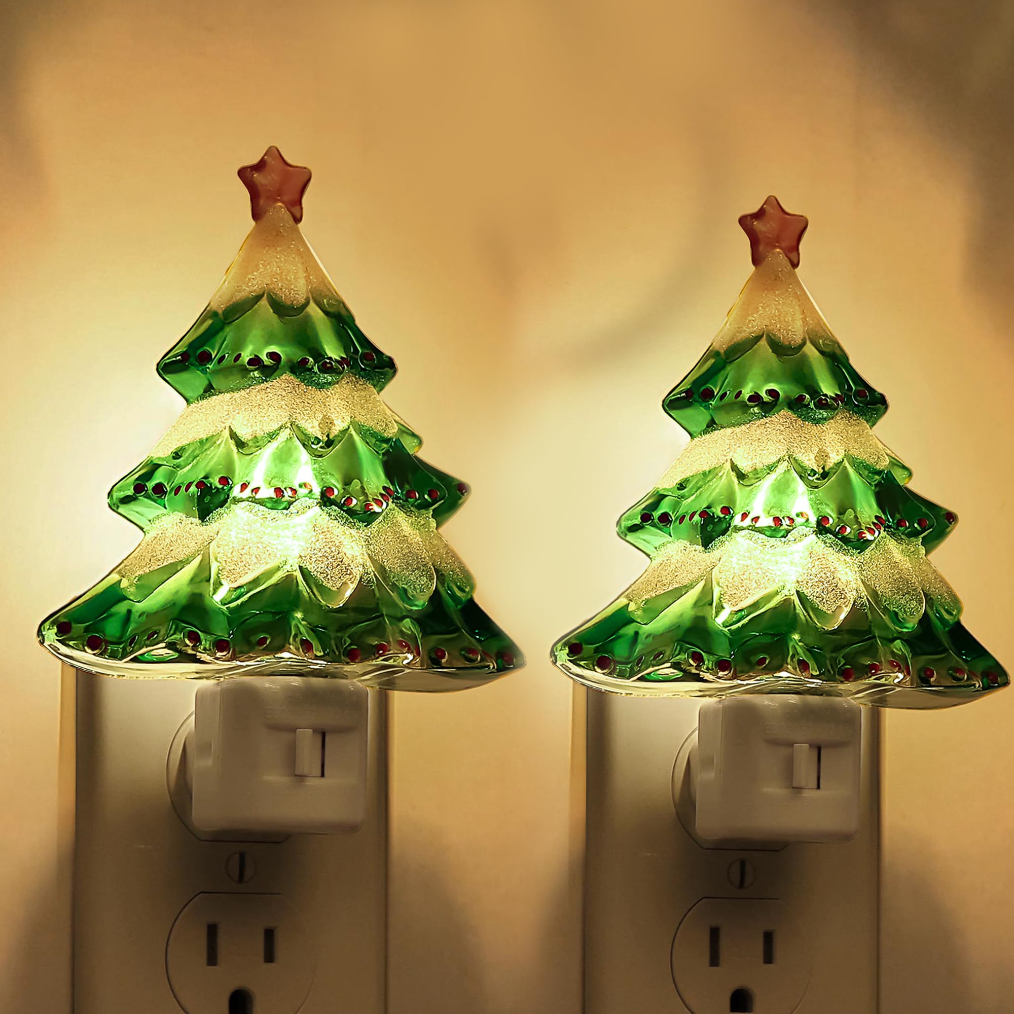 L Lohas Led Christmas Tree Night Light  3000K Warm White Plug In Night Light  360?Rotatable Vintage Decor Nightlight For Kids Room  Hallway & Home Party  Cute Holiday Gift  2 Pack