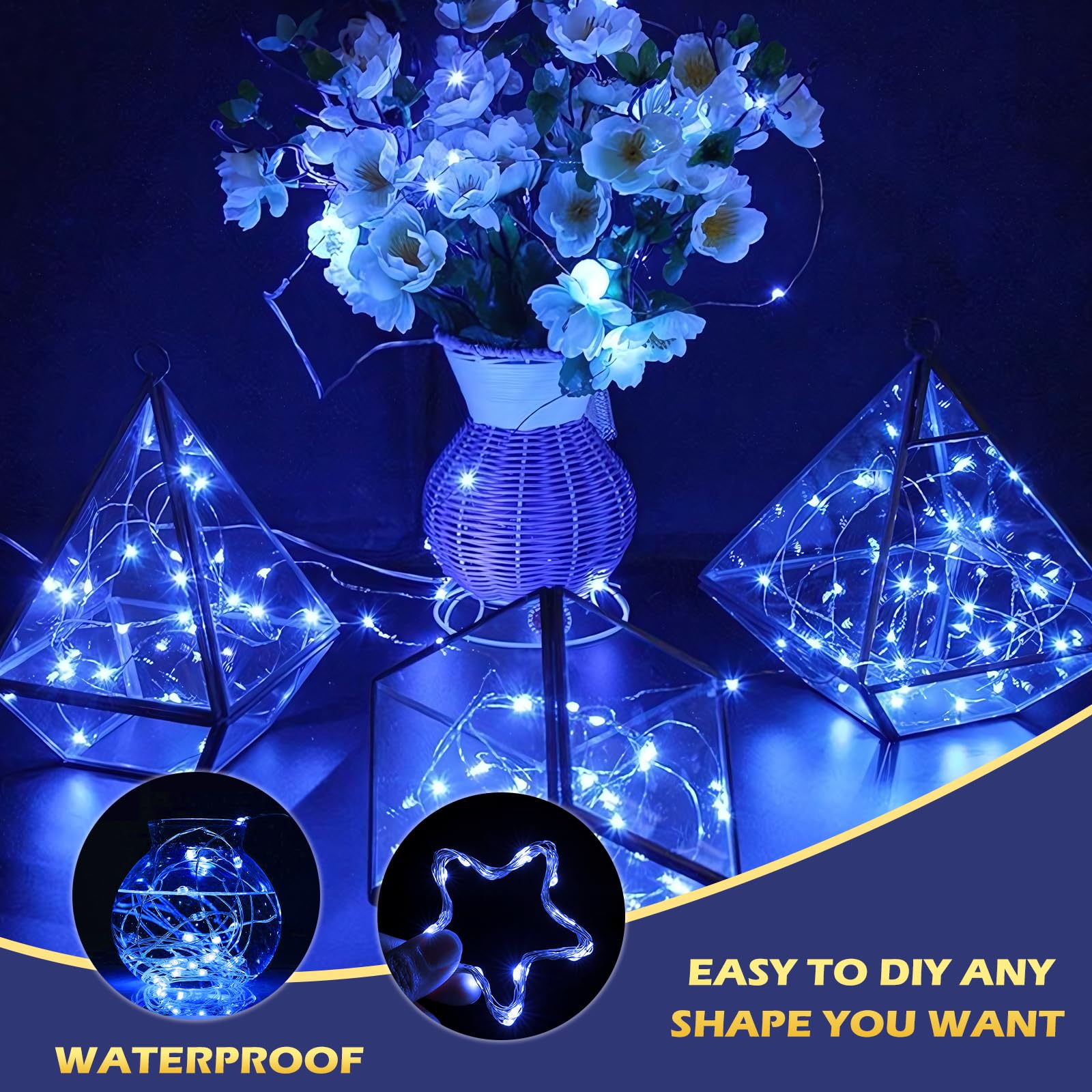 Ehome String Lights, Usb Fairy Lights Plug In 33 Ft 100 Led Twinkle String Lights Silver Wire Lights With Remote And Timer 8 Modes Outdoor Indoor Waterproof Starry Lights Diy Party Wedding, Blue