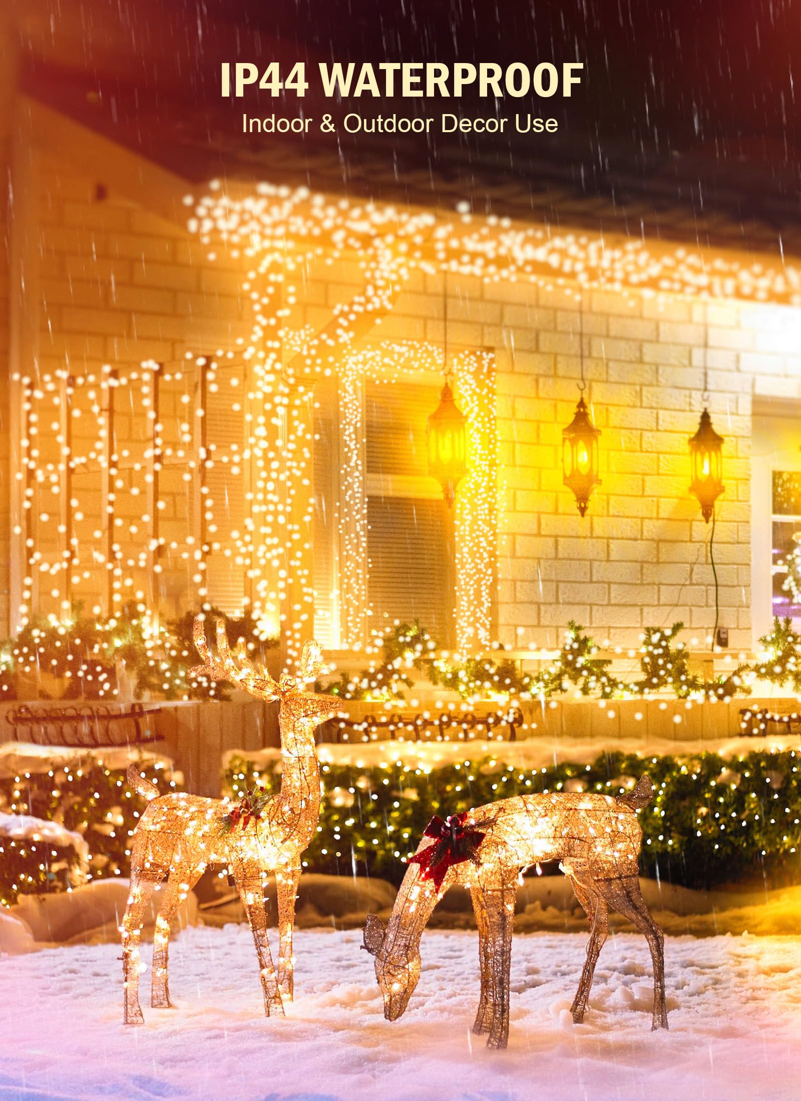 2 Pack Battery Operated String Lights Outdoor, 8Ft 120 Led Battery Powered String Fairy Lights With Time, 8 Modes, Waterproof Twinkle String Lights For Outside Indoor Bedroom Tree Wedding, Warm White