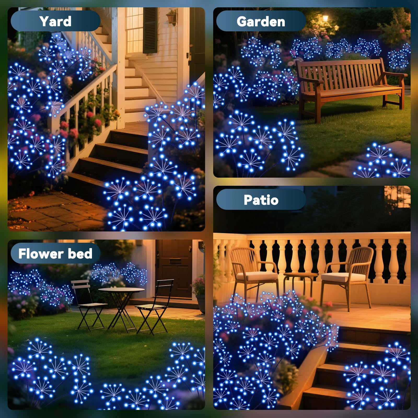 Solar Garden Lights 2 Pack Waterproof Swaying Starburst Light Solar Outdoor Lights For Yard Patio Walkway Pathway Party Wedding Decoration  Unique Gifts For Women  Blue