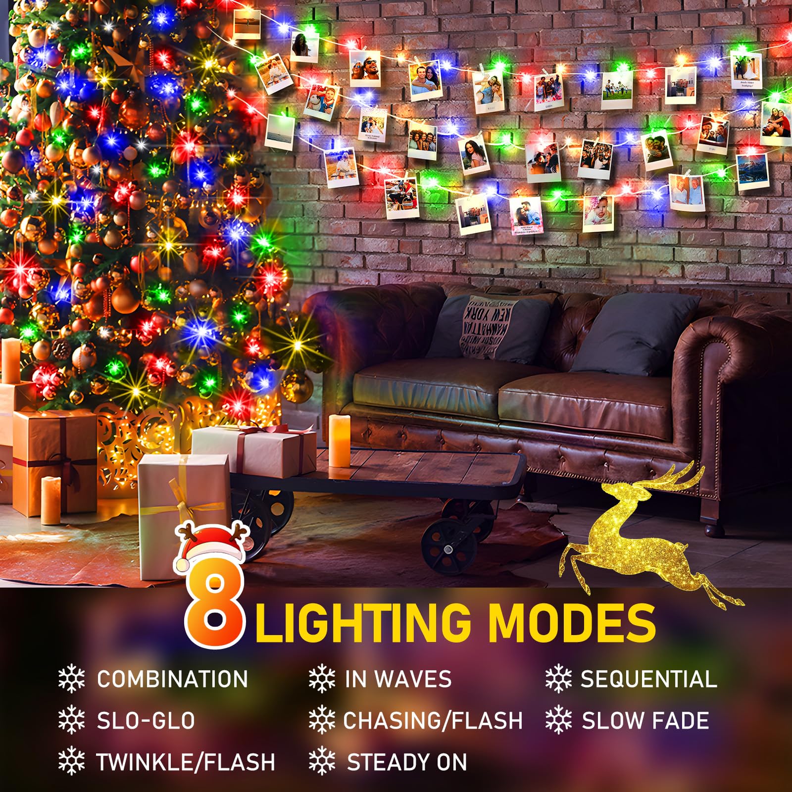Sauirs 1000 Led 403Ft Multicolor Christmas String Lights - Waterproof, 8 Modes, Timer