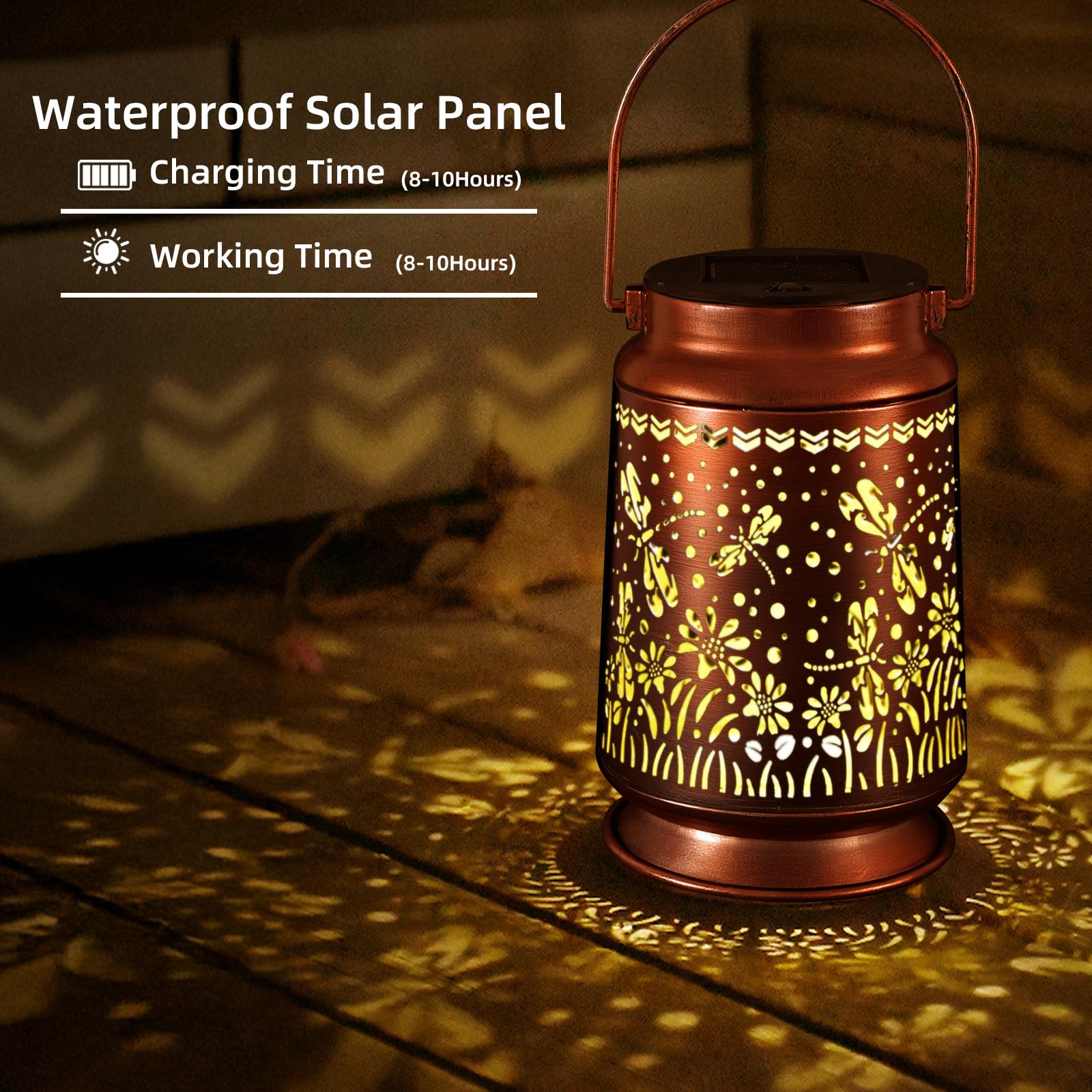 Solar Lanterns Outdoor Waterproof Gifts For Women Grandma Gifts For Mom Butterfly Garden Decor Solar Hanging Lantern Metal 3 Pac