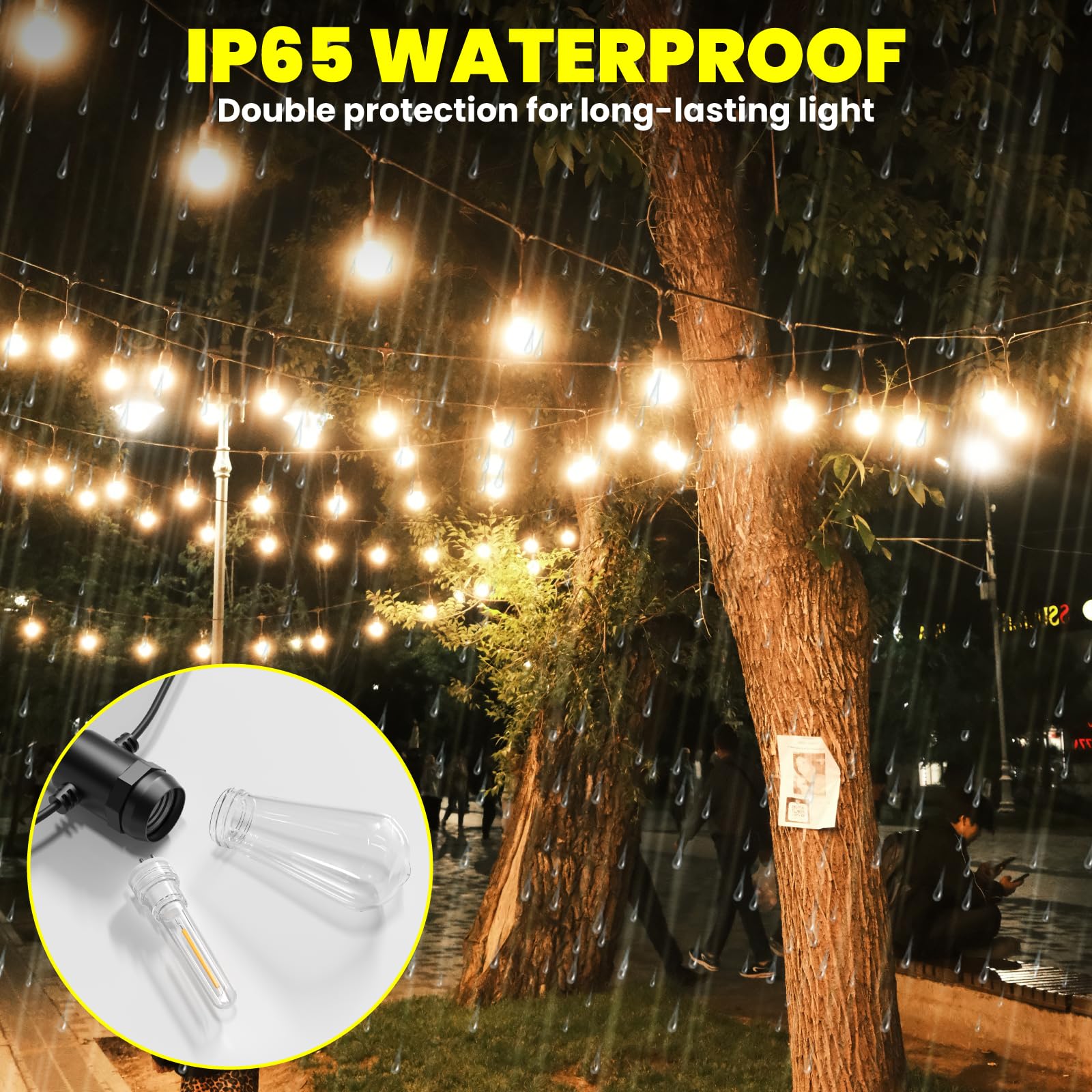 Lustaled S14 LED Outdoor String Light Bulbs, 1W Warm White 2700K, Waterproof IP65, 6-Pack