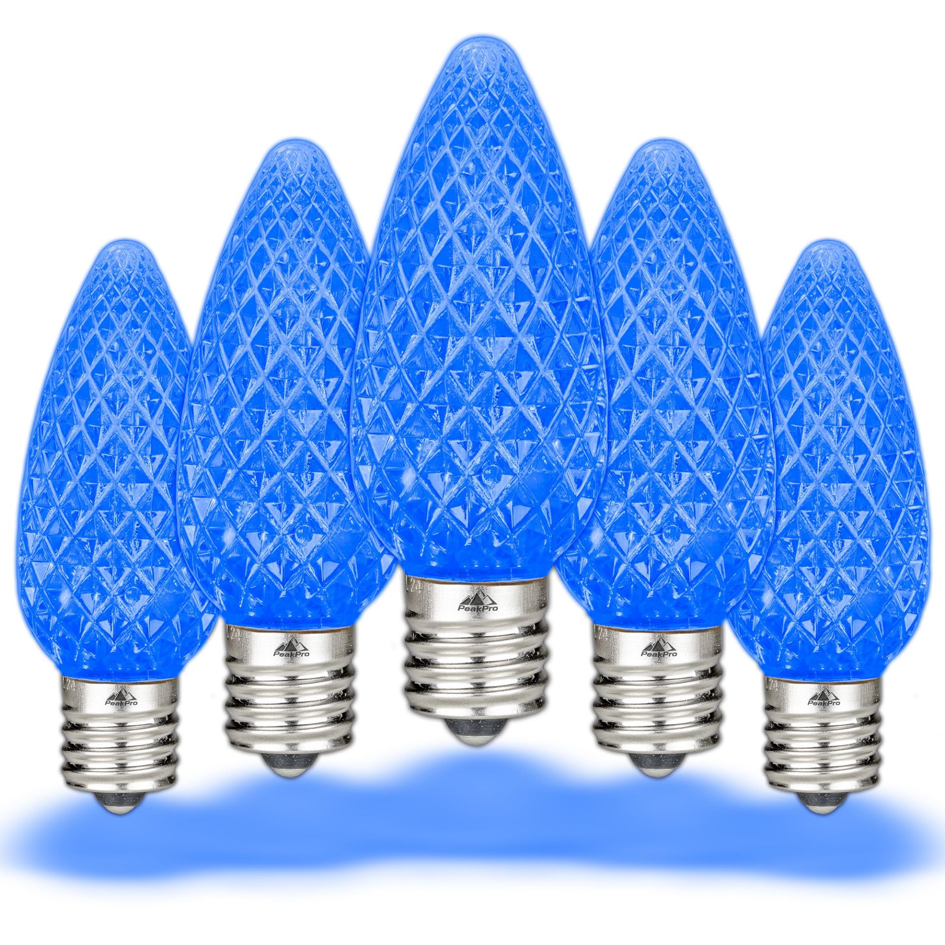 Novelty Lights 25PK C9 LED Faceted Ultra Bright Dimmable Outdoor Christmas Light Replacement Bulbs  LED Replacement Bulbs  Outdoor Light Bulbs String Light Bulbs (Blue)
