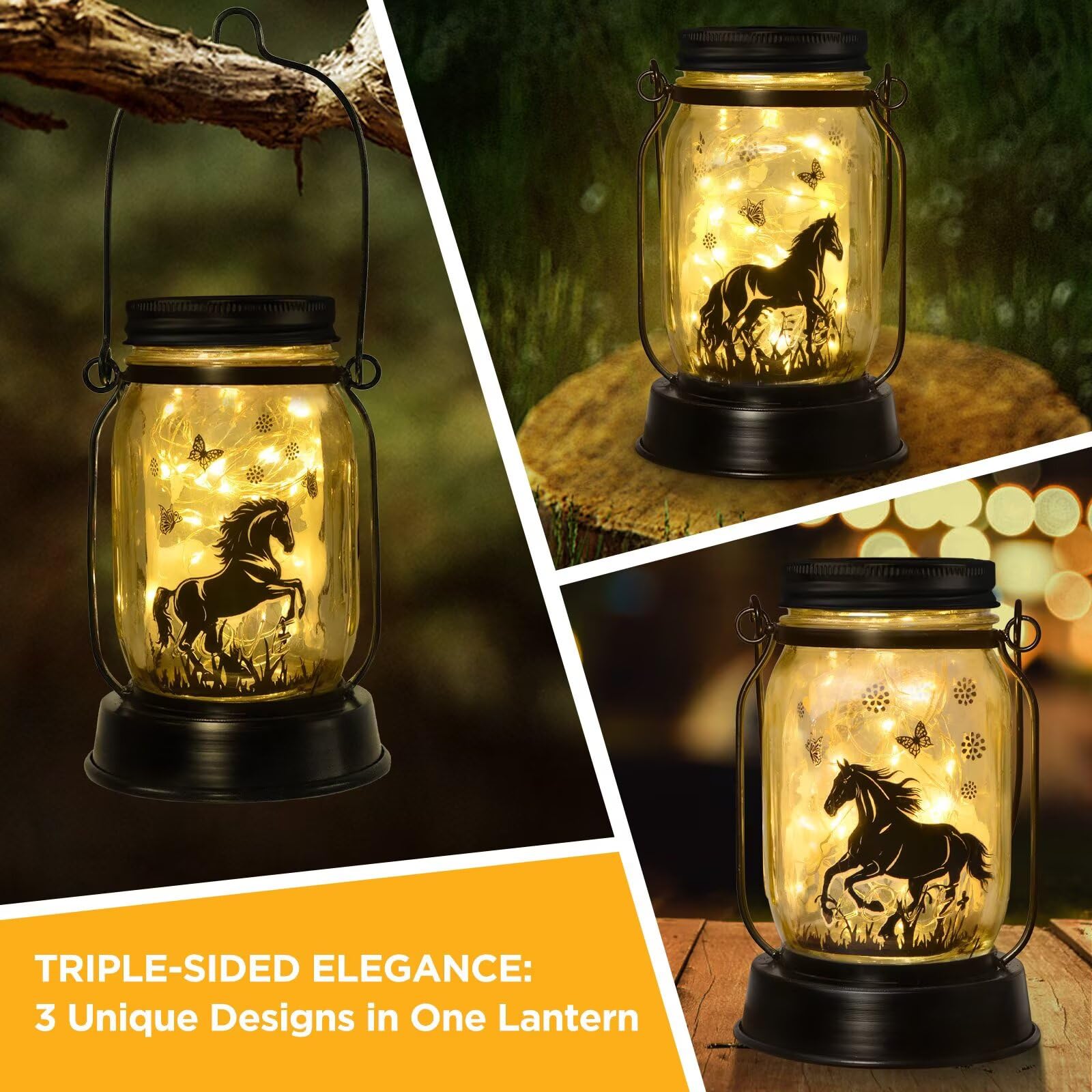 Kyoryuger Solar Lantern for Horse Lovers - Plastic Garden Decoration for Yard, Patio, Porch - Ideal Gift for Mom, Birthday, Mothers Day