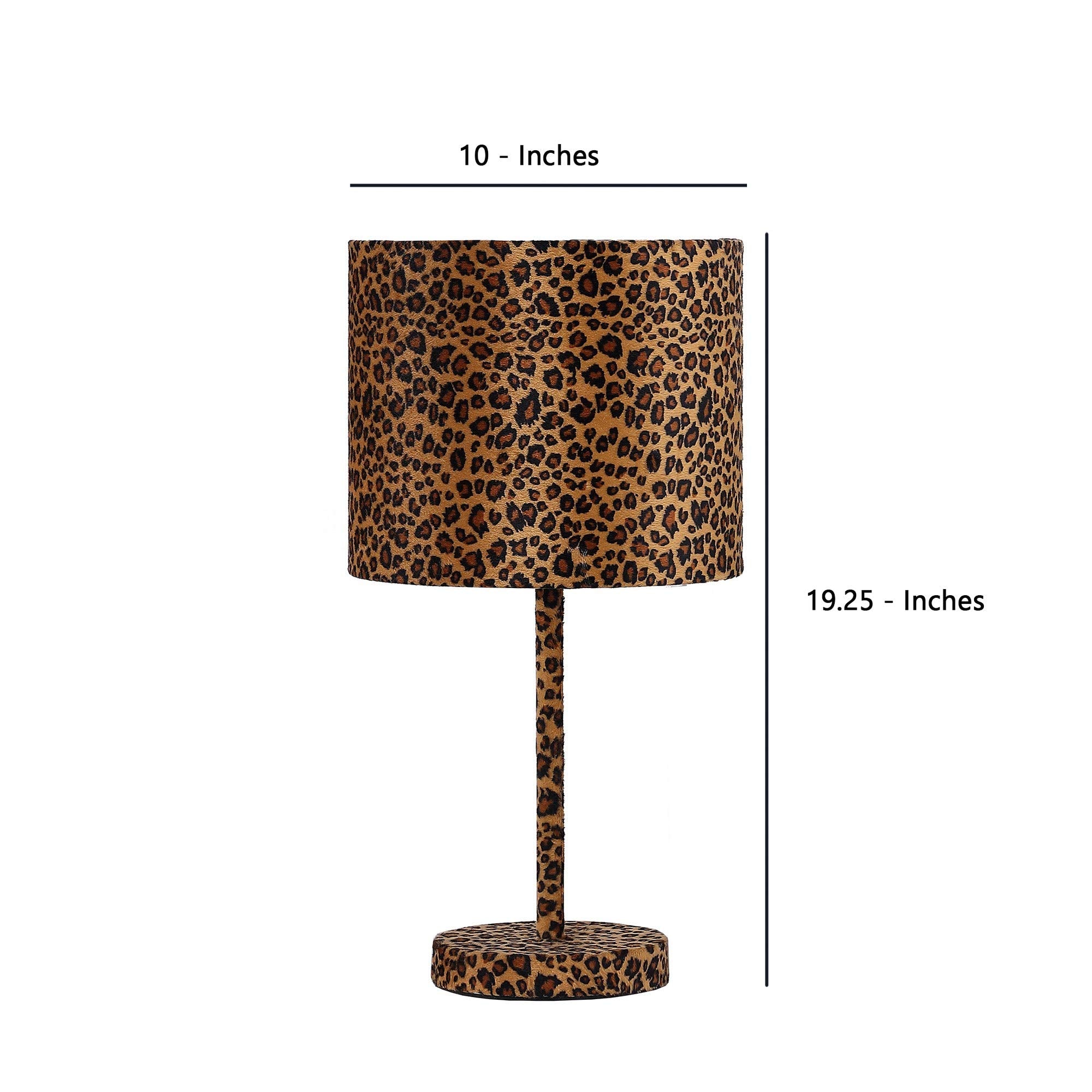 Benzara Fabric Wrapped Table Lamp, Dotted Animal Print, Model BM233930, Brown and Black