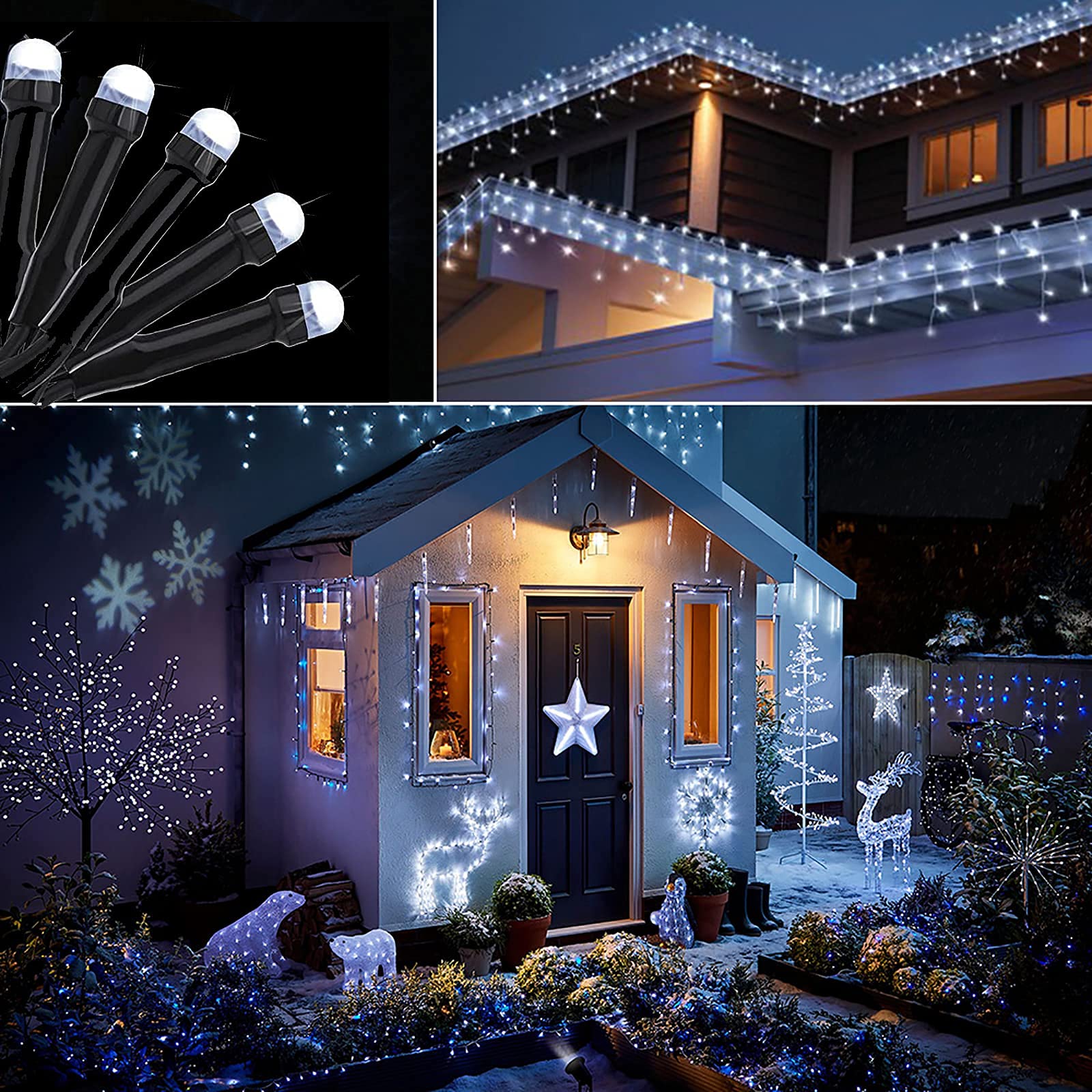 Toodour Solar Christmas Lights, 121Ft 350 Led 8 Modes Solar String Lights, Waterproof Solar Outdoor Christmas Lights For Garden,
