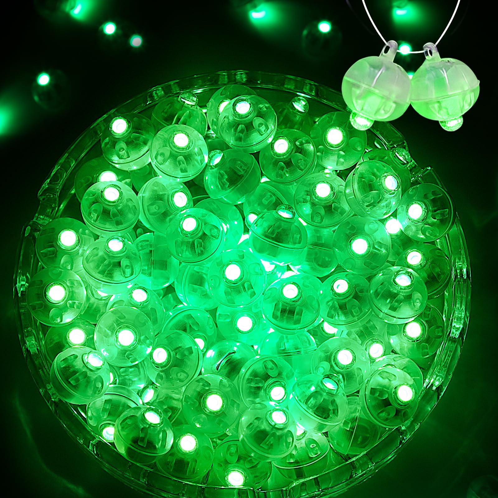 200PCs Balloon Lights  Long Standby Time Mini Ball Light  Mini Led Lights for Paper Lantern  Easter Eggs and Party Wedding Birthday Festival Christmas Decoration (Glow steadily Green)