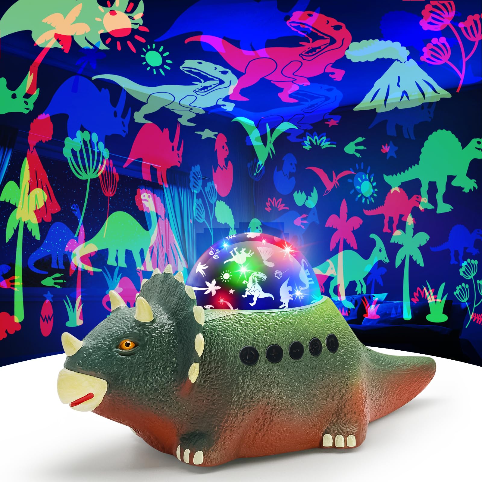 Beslike Dinosaur Projector Night Light For Kids Room, Dino Light Projector With 14 White Noises & 360 Rotation, Crawling Dinosau