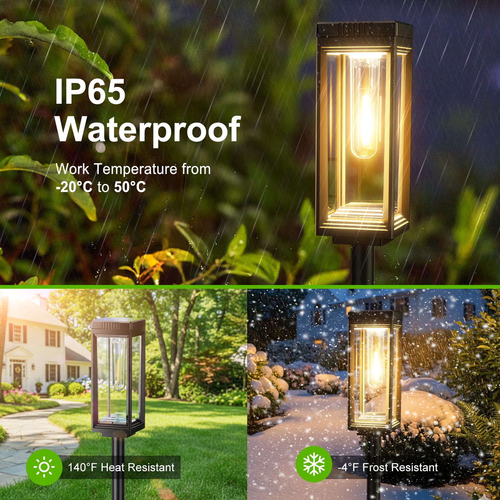 WdtPro Solar Pathway Lights - 6 Pack Waterproof, Auto On/Off, 15+ Hours Runtime, Warm White, Model TPL061 for Garden & Landscape